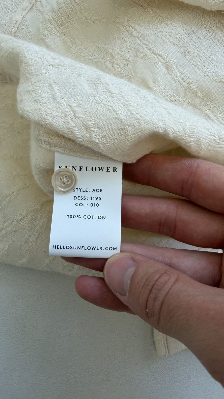 Sunflower ‘Ace’ Textured Cream Cotton Boxy Fit Shirt Size US M / EU 48-50 / 2 - 11 Thumbnail