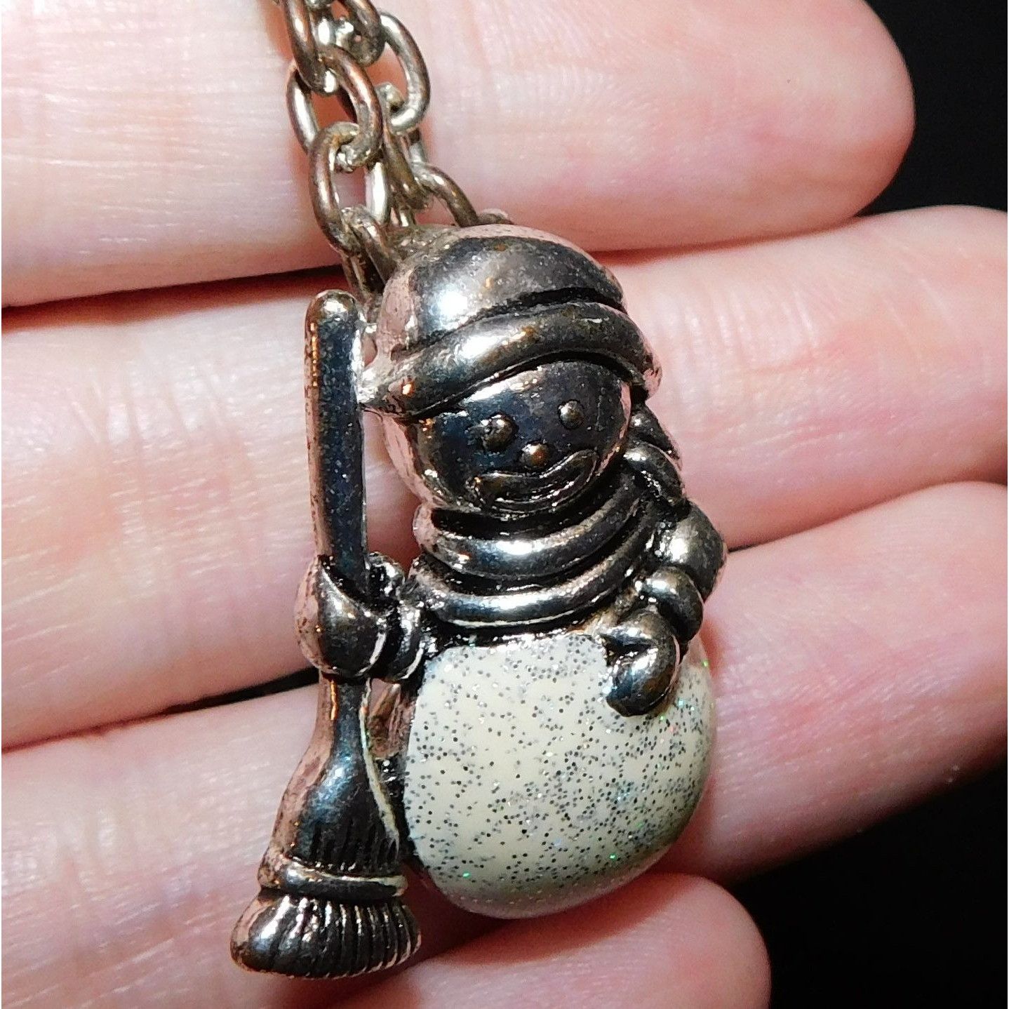 Other Vintage Silver Glitter Snowman Necklace/Brooch Size ONE SIZE - 5 Thumbnail