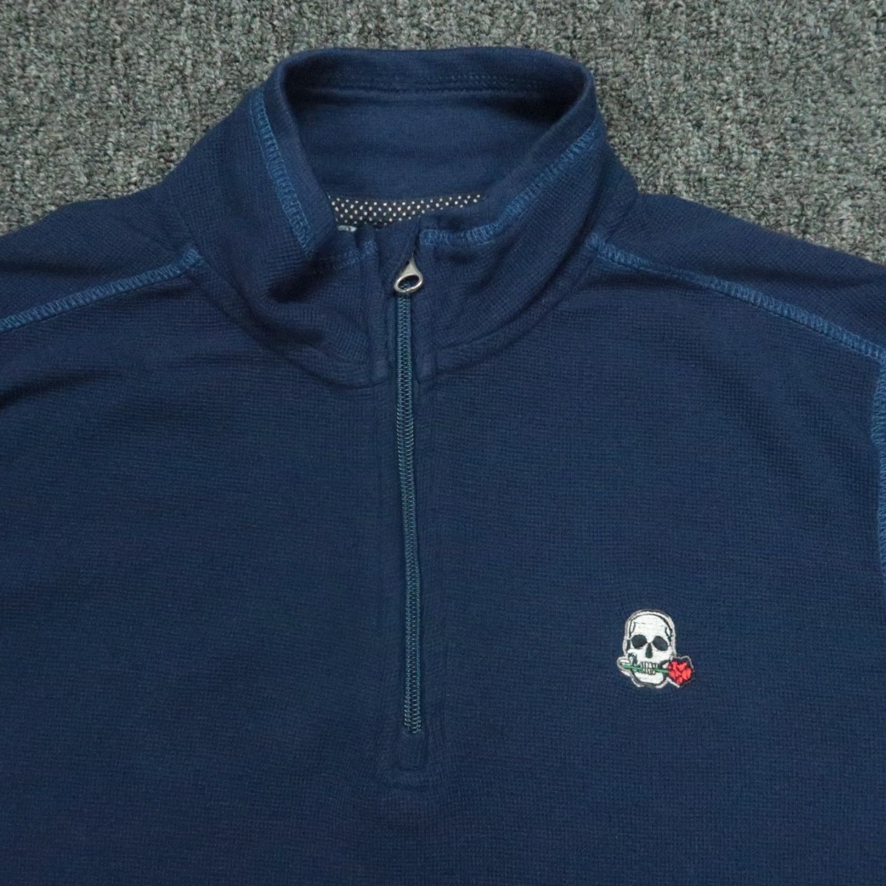 Robert Graham Robert Graham Sweater Men Small Blue Skull Rose Quarter Zip Pullover Classic Fit Size US S / EU 44-46 / 1 - 2 Thumbnail