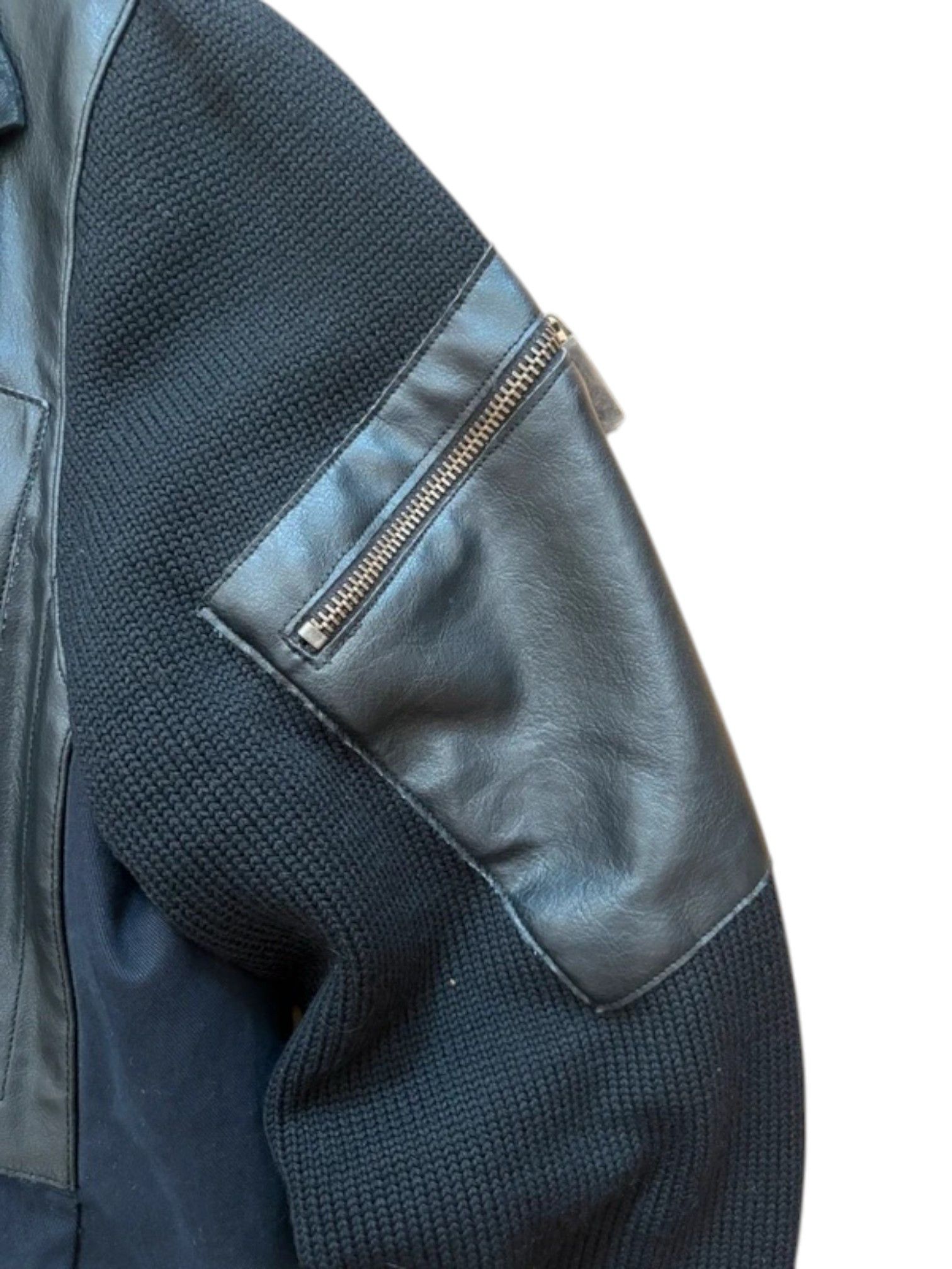 Dirk Bikkembergs Bikkembergs Panelled Zip Jacket Leather Knit Sleeves Size US M / EU 48-50 / 2 - 6 Thumbnail
