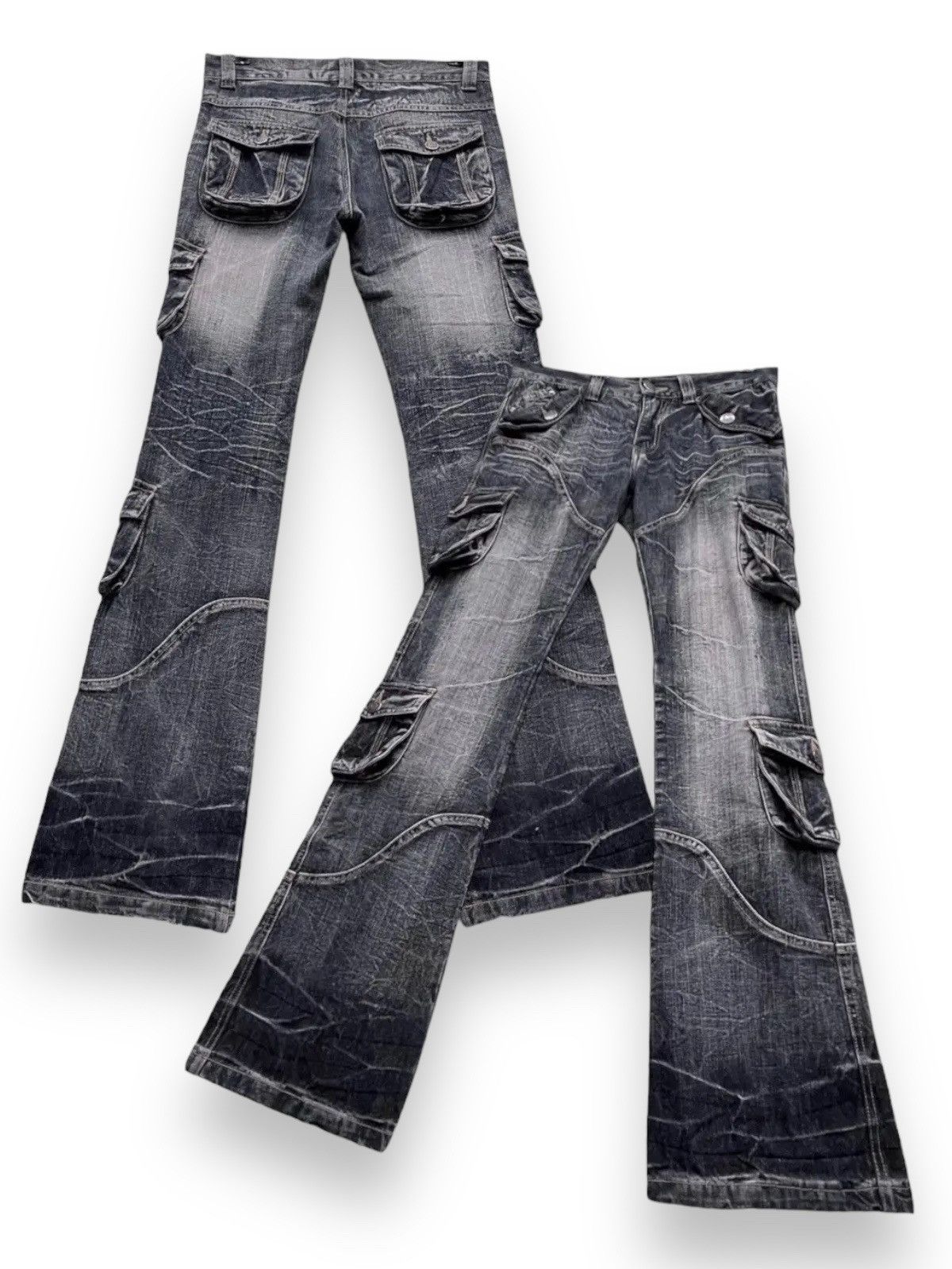 If Six Was Nine × LOWBOX × Seditionaries LOWBOX JAPAN Punk Distressed Whiskered Multipocket Flared Size US 29 - 1 Thumbnail
