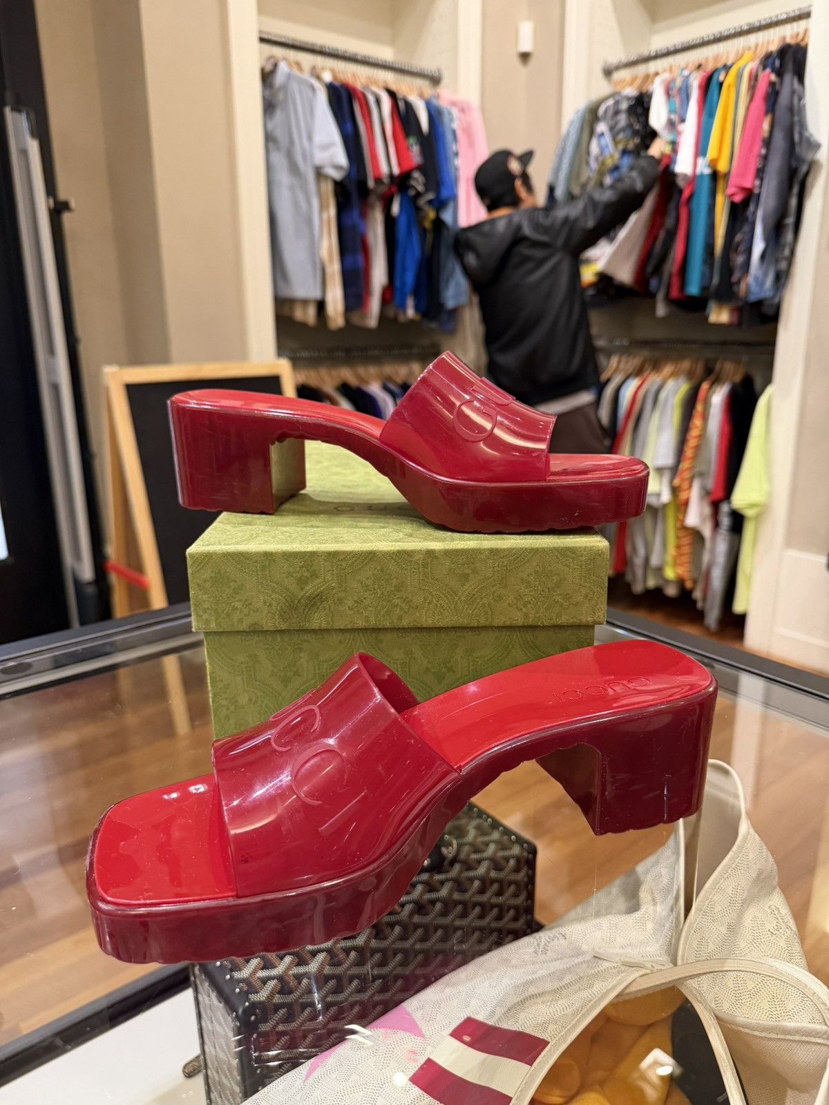 Gucci Gucci Rubber Jelly Platform Sandal - Hibiscus Red Size US 9 / IT 39 - 3 Thumbnail