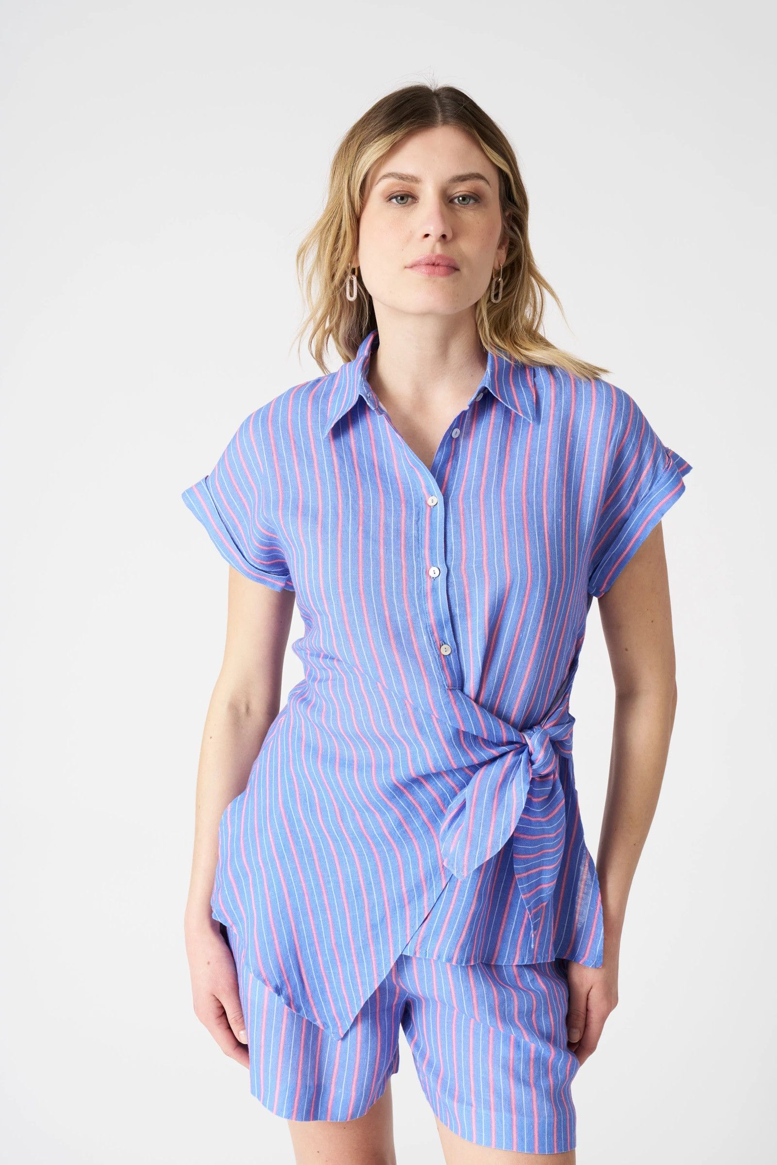 120% Lino Linen top striped Size L / US 10 / IT 46 - 7 Thumbnail