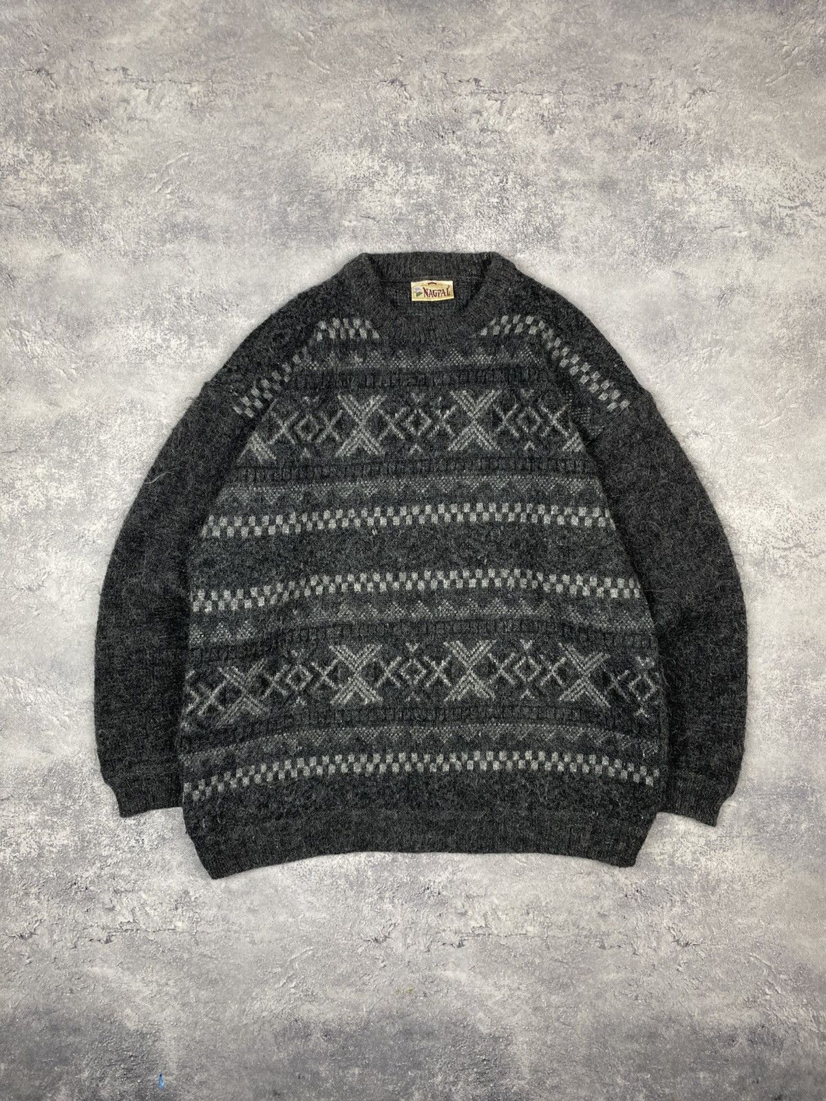 Other Vtg 90s Nagpal Geometric Aztec Wool Knit Gray Sweater Nordic Size US M / EU 48-50 / 2 - 2 Thumbnail