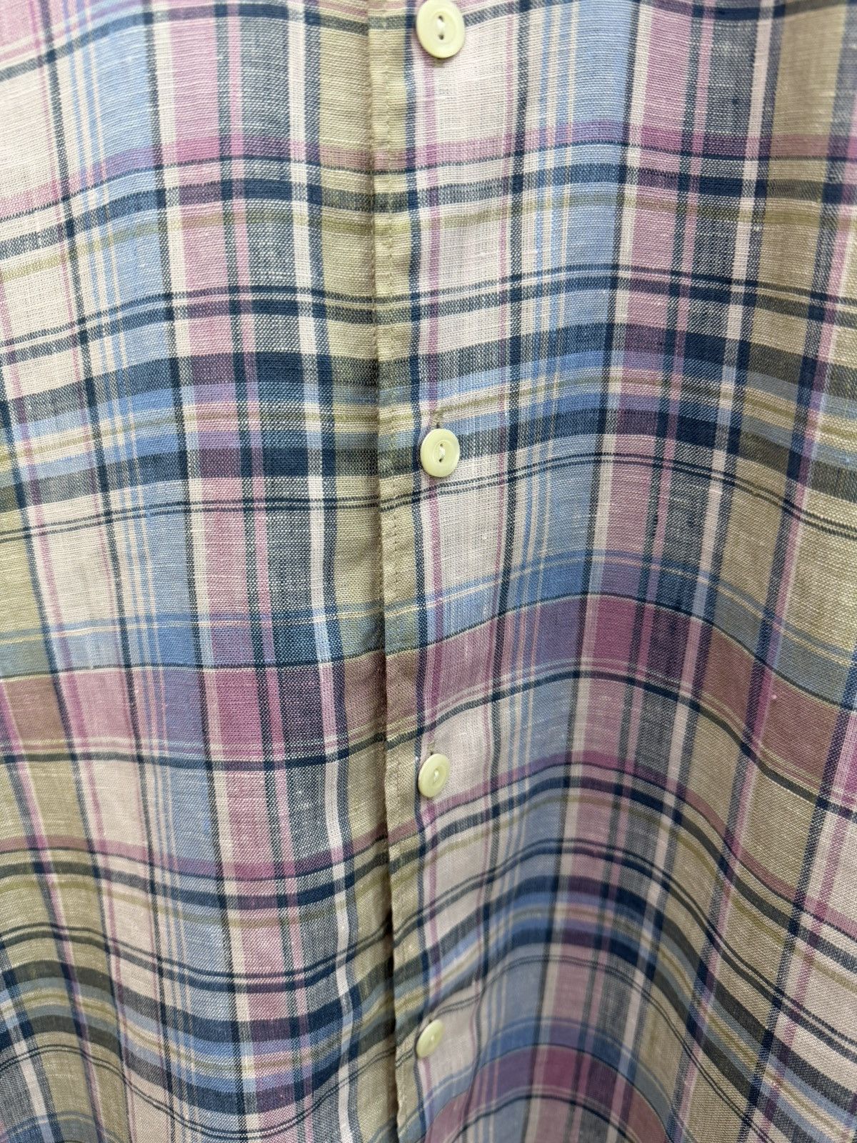 Tintoria Mattei Tintoria Mattei 954 100% Linen Plaid Shirt Size 41 16 Size US L / EU 52-54 / 3 - 6 Thumbnail
