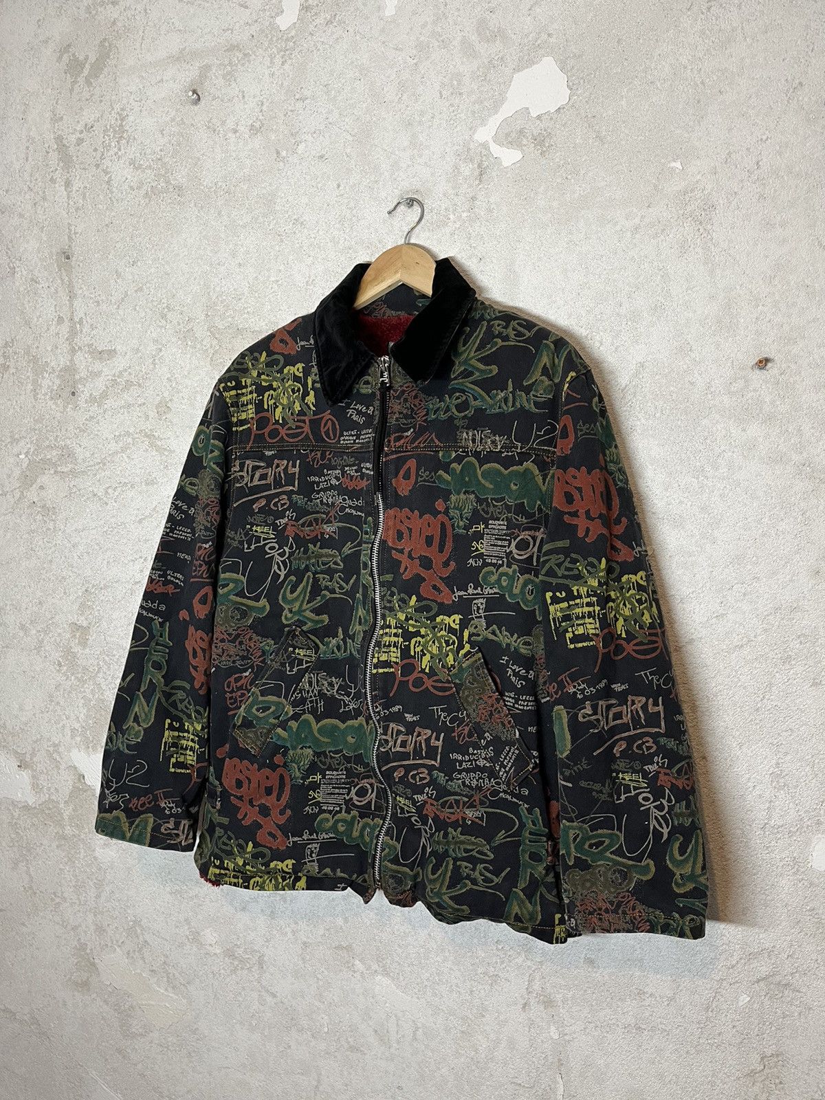 image of Jean Paul Gaultier Vintage Retro Designer Graffiti Jacket in Black, Women's (Size Medium)