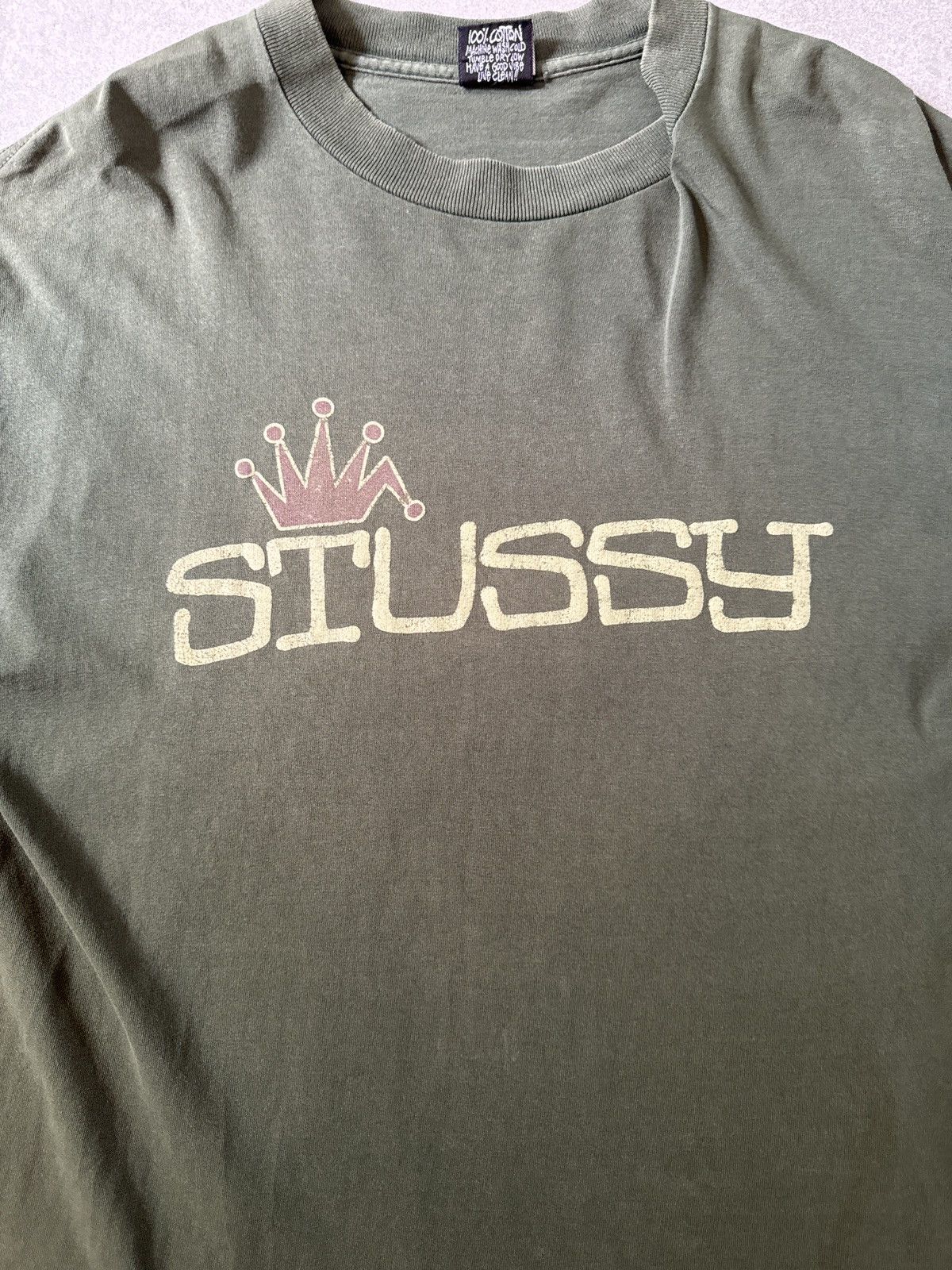 Stussy × Vintage 90s Vintage Stussy Crown Spellout Tee Size US L / EU 52-54 / 3 - 5 Thumbnail