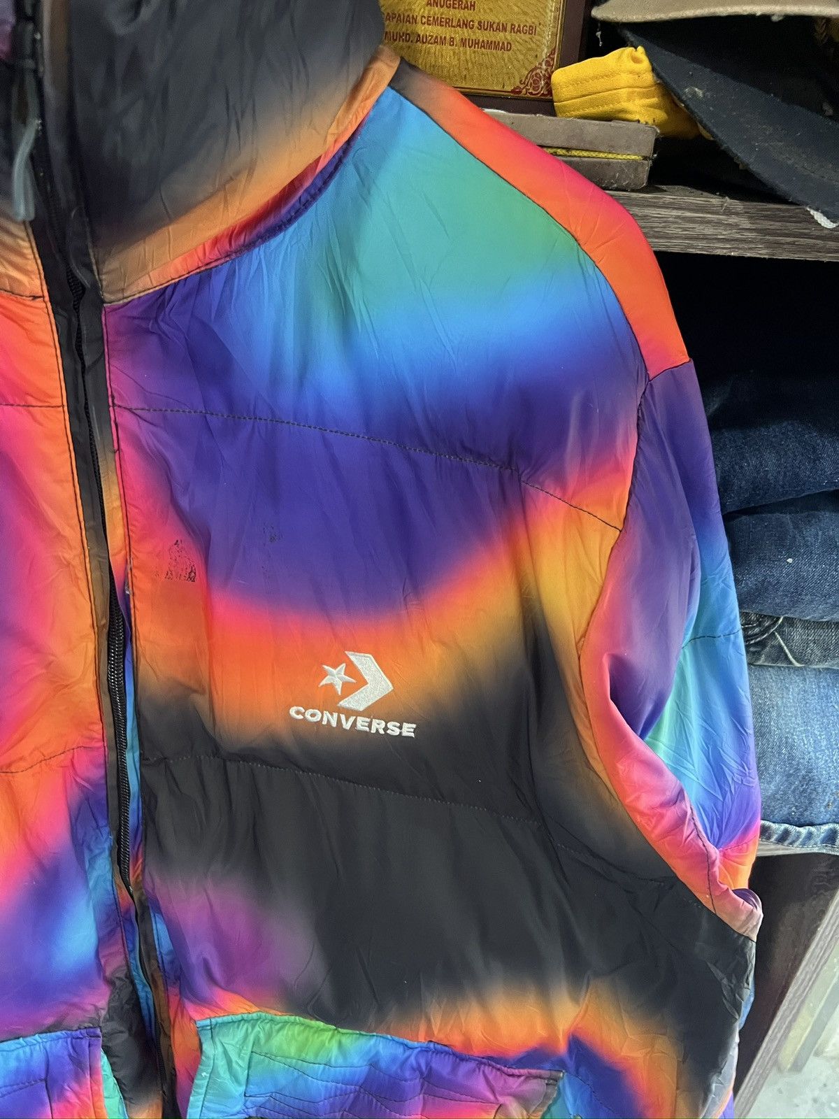 Converse 🔥Rare Distressed Converse Multicolor Puffer Jacket Size US L / EU 52-54 / 3 - 6 Thumbnail