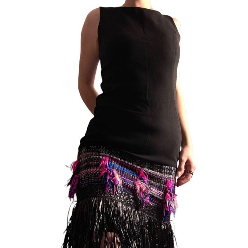 MILLY MILLY Black Multi Color-Couture Tweed Fringe Dress. Sz 4 New Size S / US 4 / IT 40 - 5 Thumbnail