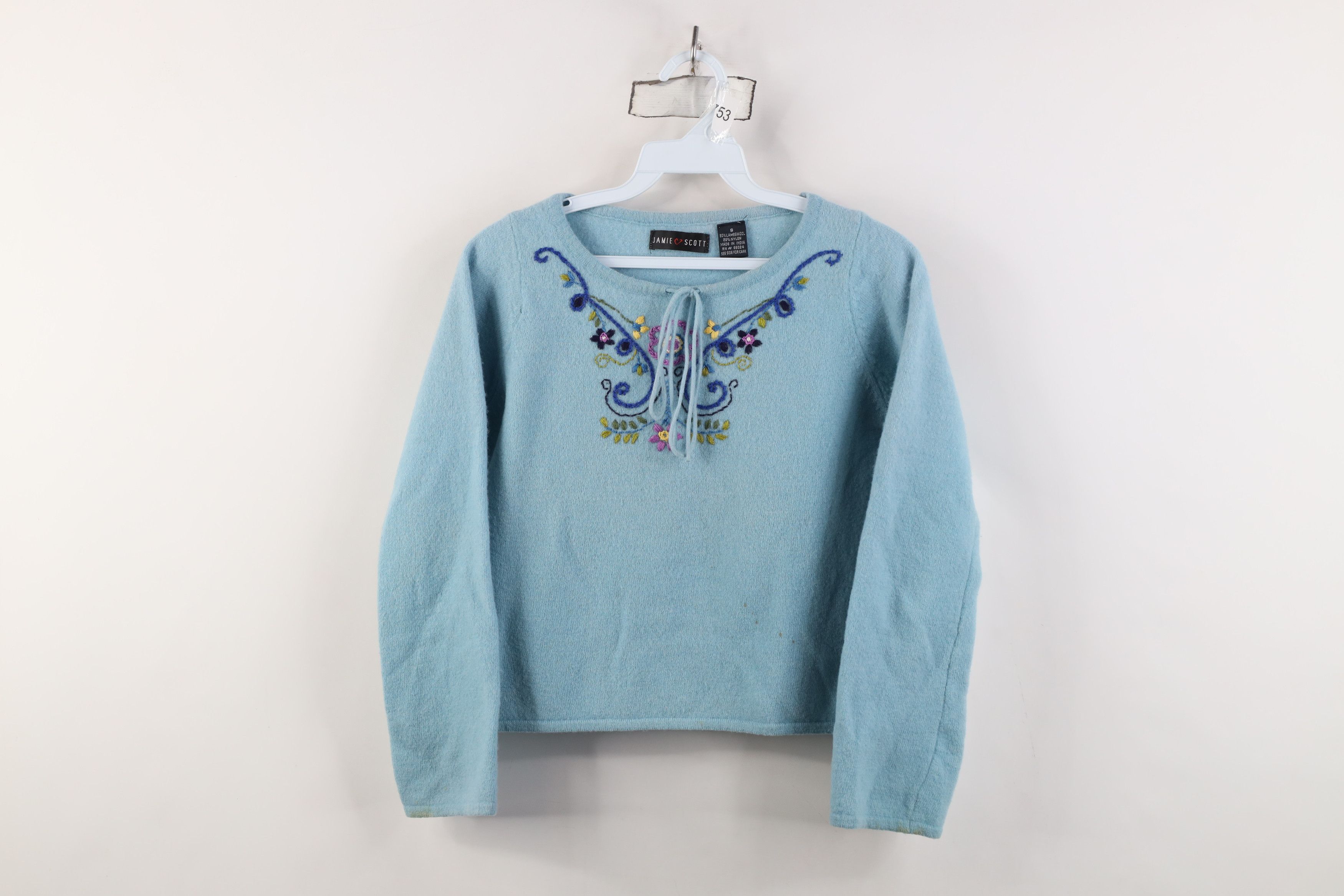Vintage Vintage 90s Babydoll Flower Lambswool Cropped Sweater Size S / US 4 / IT 40 - 1 Thumbnail