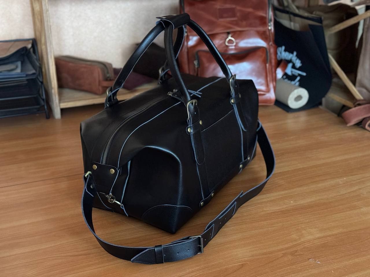 Handmade Genuine vintage leather travel bag. Duffel Bag. Weekender Size ONE SIZE - 2 Thumbnail
