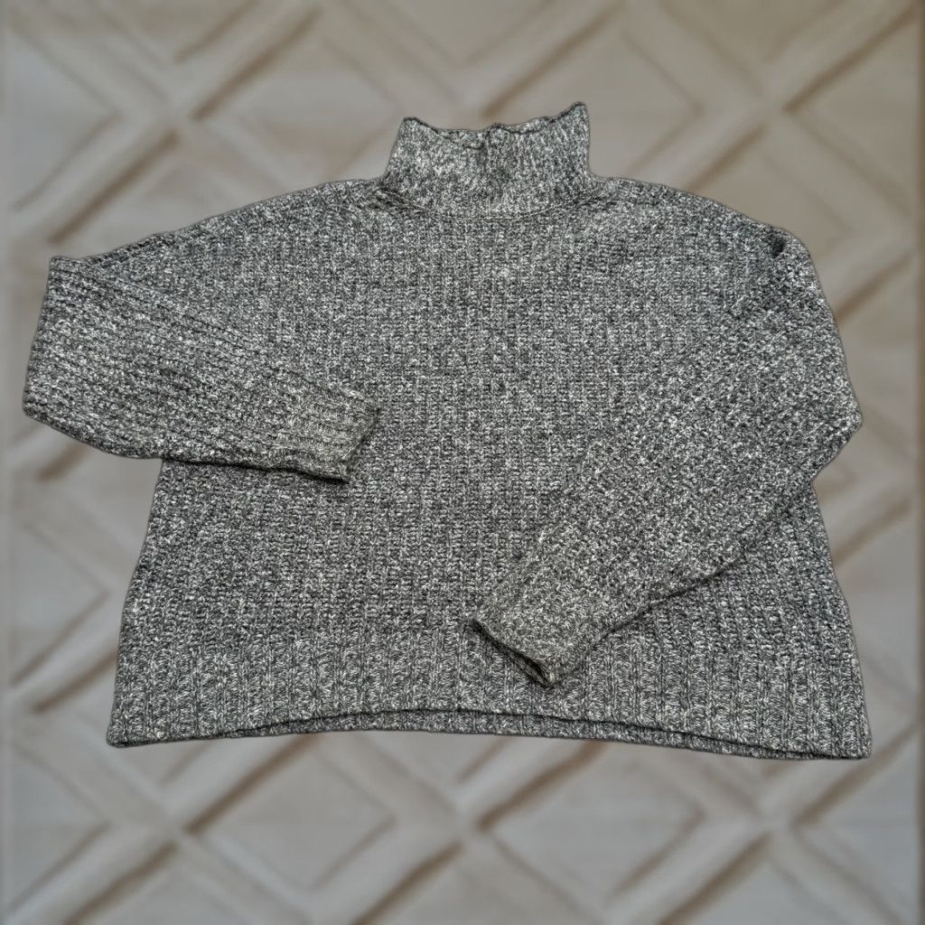American Eagle Outfitters American Eagle Outfitters Mock Neck Sweater Women Small Gray Chunky Knit Stretch Size S / US 4 / IT 40 - 1 Thumbnail