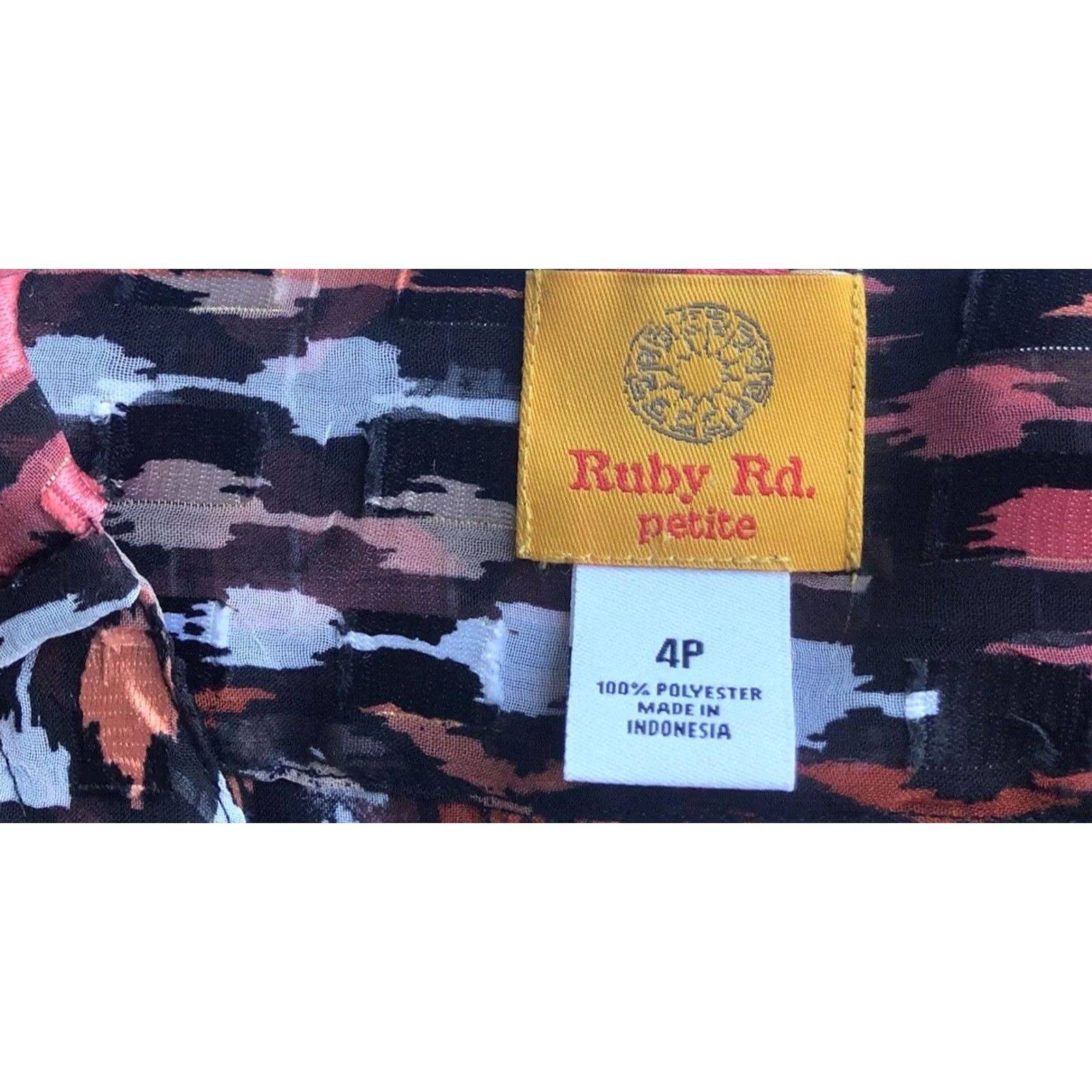 Vintage Vintage Sheer Chiffon Top 4P Blk/Orange Aztec Mod LongSleeve RollTab Boho Grunge Size S / US 4 / IT 40 - 5 Thumbnail