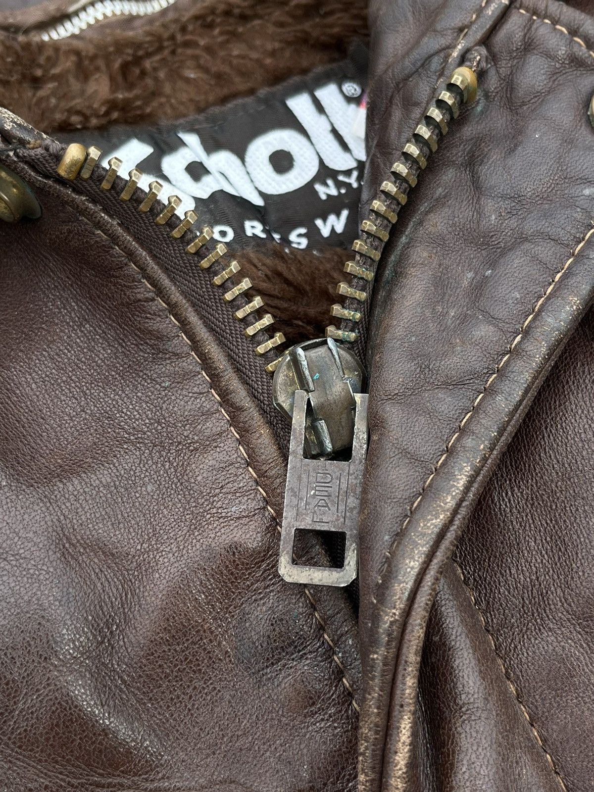 Schott Schott Leather Jacket G1 Flight Bomber Sherpa brown Size US XS / EU 42 / 0 - 6 Thumbnail