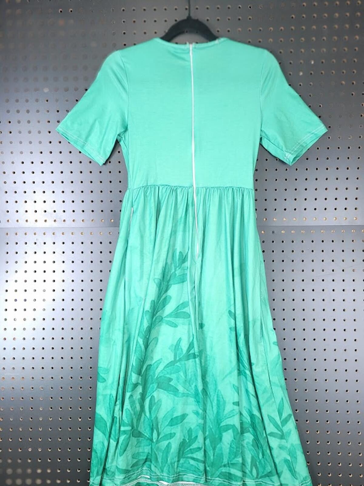 Unknown London Charming Green Midi Dress with Leaf Print - Small Size S / US 4 / IT 40 - 4 Thumbnail