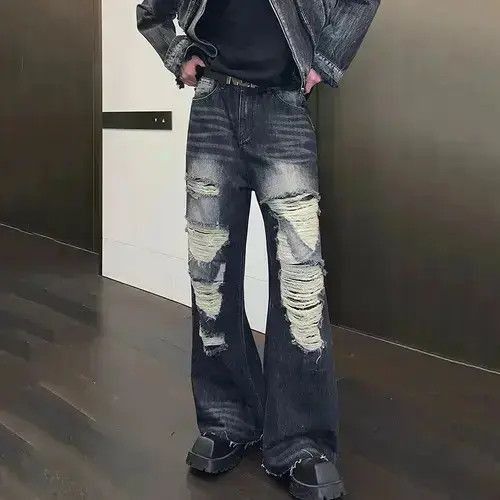 Japanese Brand Frayed Edge Straight jeans Size US 32 / EU 48 - 5 Thumbnail