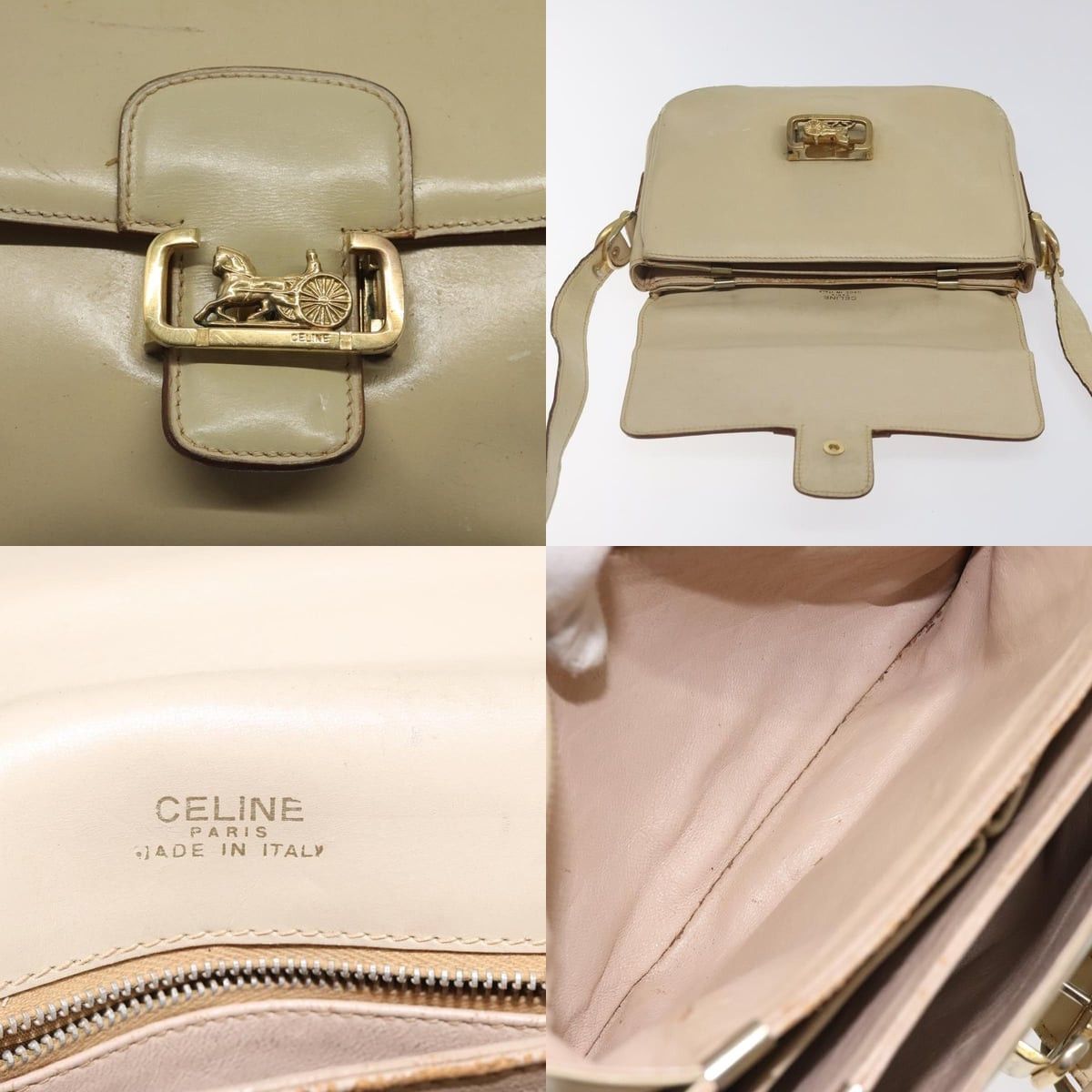 Celine CELINE Shoulder Bag Leather White Gold Size ONE SIZE - 11 Thumbnail