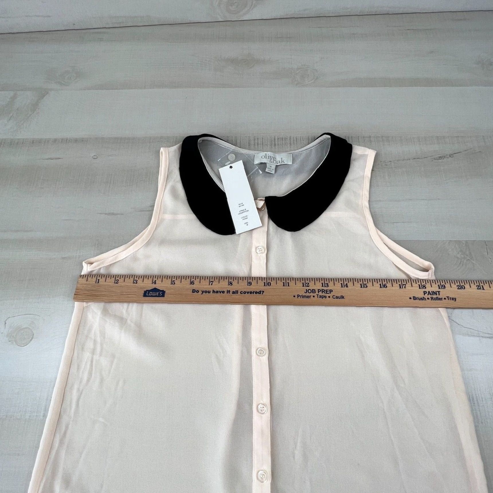 Olive Olive & Oak Blouse Pale Pink Sleeveless Collared Top Womens Medium Lightweight Chiffon Size M / US 6-8 / IT 42-44 - 7 Thumbnail