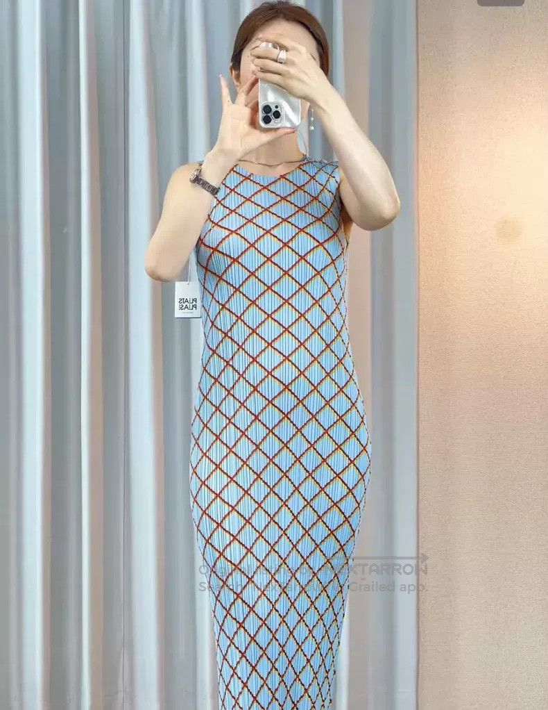 Issey Miyake Issey Miyake Light Blue Dress Size XXL / US 16-18 / IT 52-54 - 2 Thumbnail