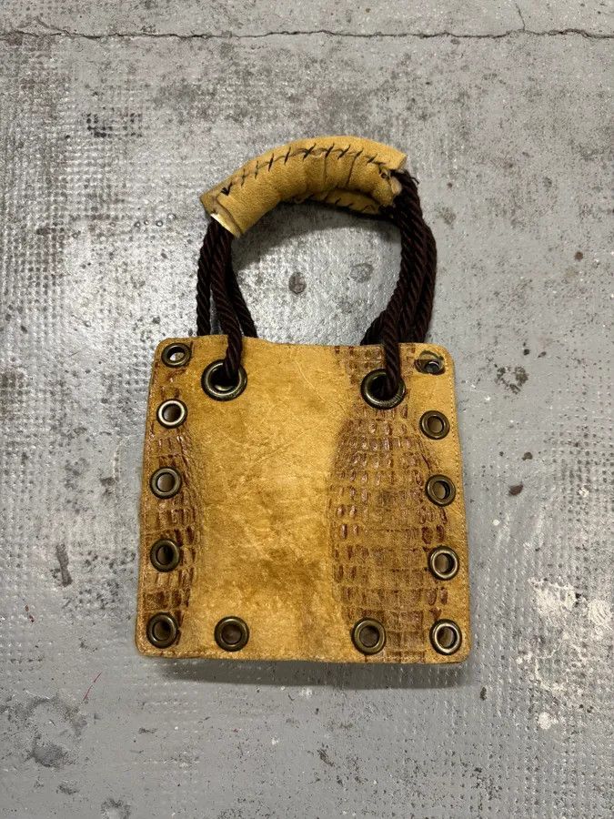 Just Cavalli 2000s Cavalli Eyelet Beige Crocodile Effect Leather Knot Handle Bag Size ONE SIZE - 2 Thumbnail