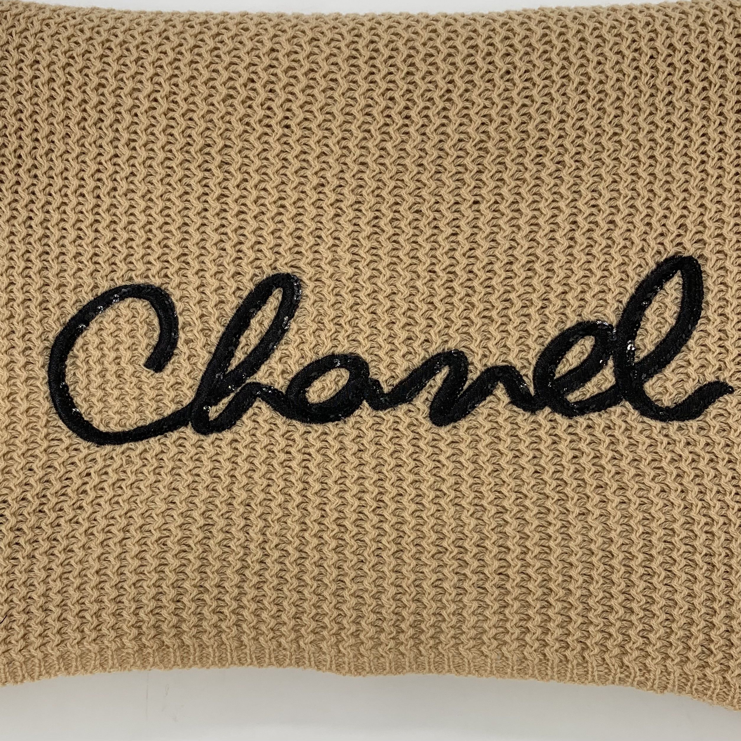 Chanel Chanel Logo Brown Cashmere Knit Scarf 200x35cm Size ONE SIZE - 6 Thumbnail
