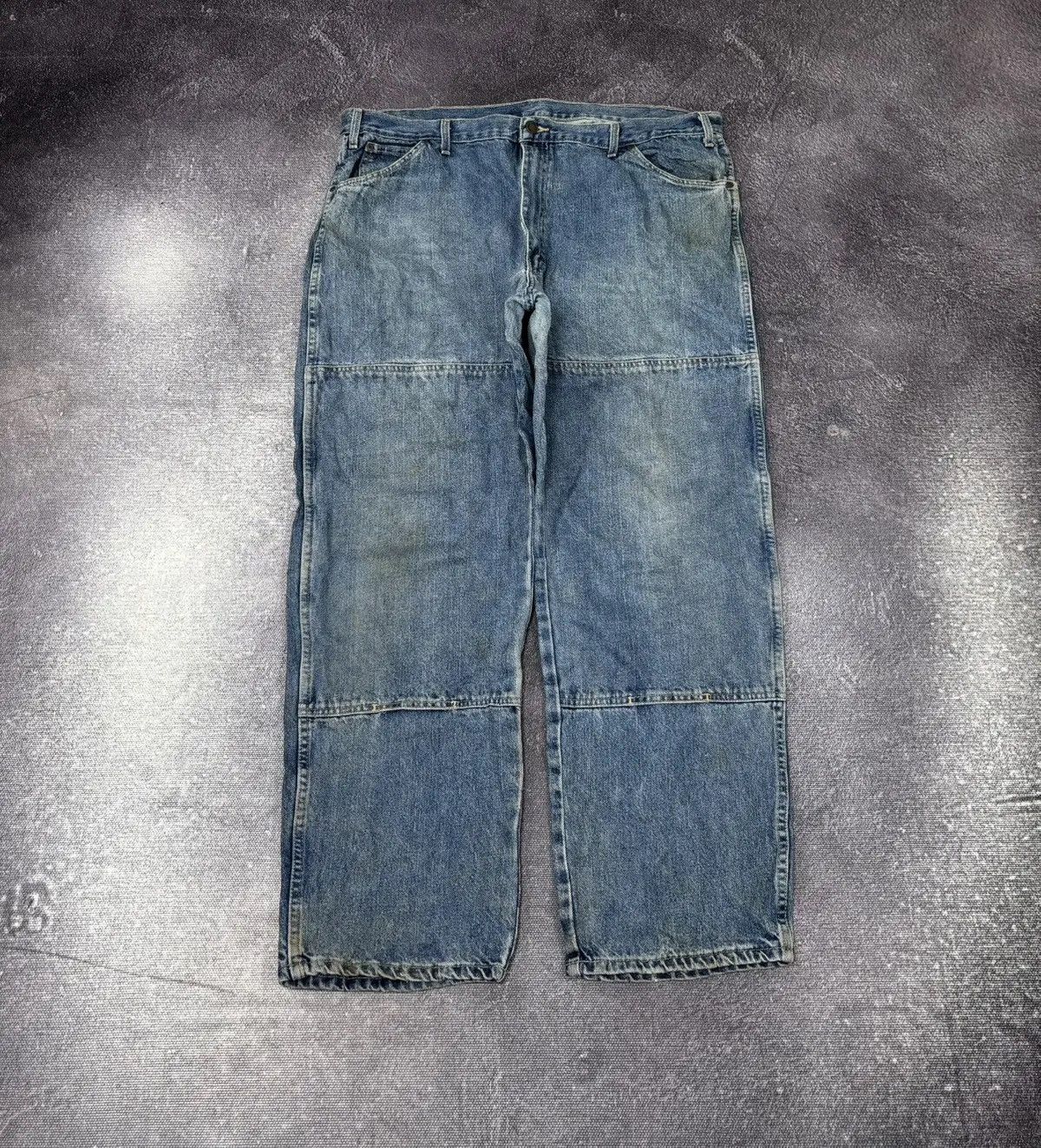 Dickies × Vintage Vintage Dickies Double Knee USA Work Hype Blue Denim Jeans Size US 42 / EU 58 - 2 Thumbnail