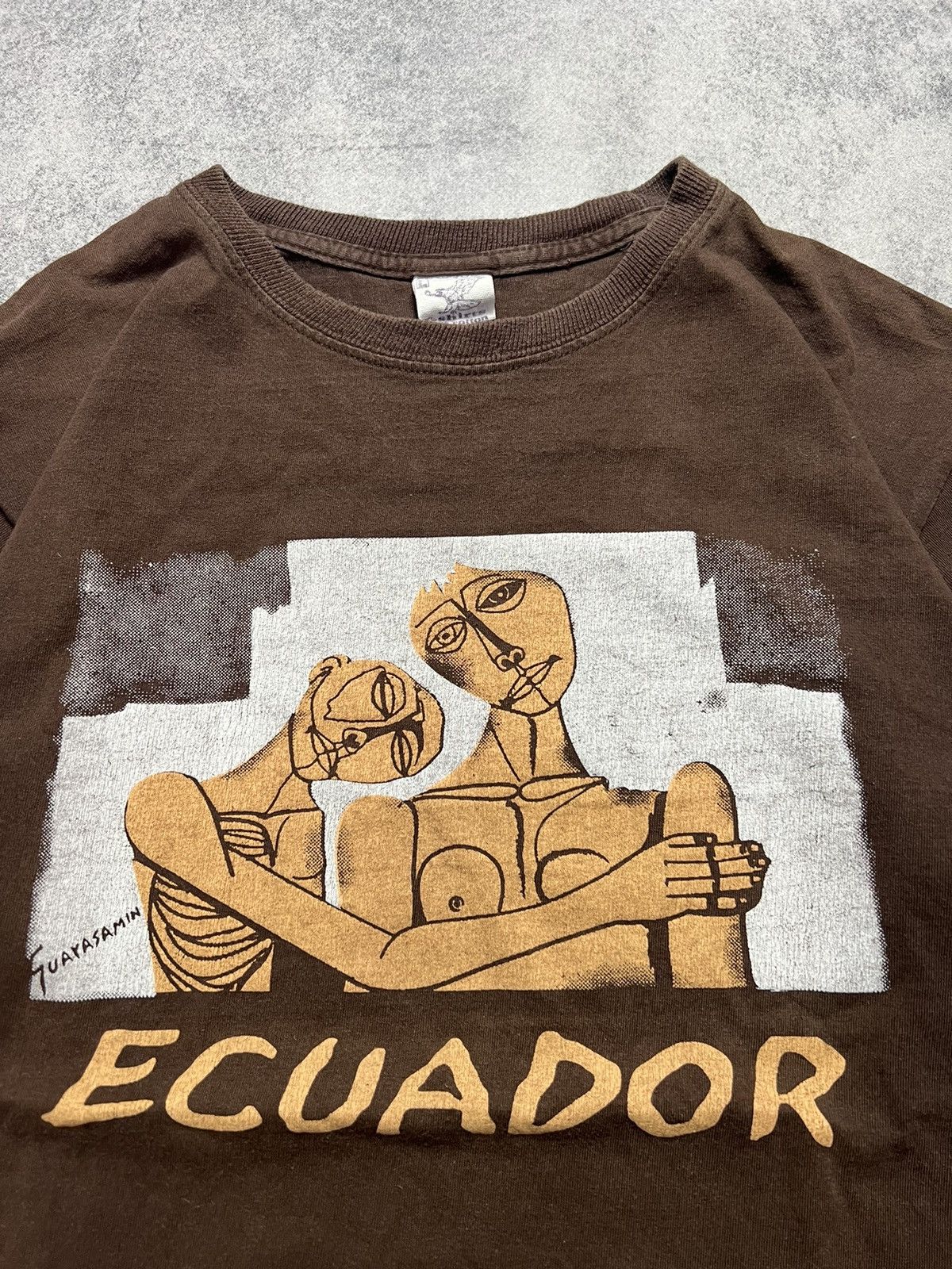 Japanese Brand Vintage 90s Oswaldo Guayasamin Art Ecuador Faded Y2K T-Shirt Size US L / EU 52-54 / 3 - 4 Thumbnail