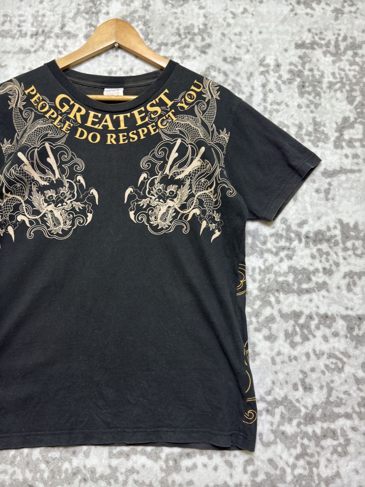 Karakuri Tamashii SPACE OPERA Dragon Full Graphic Print Black Faded T-Shirt Size US S / EU 44-46 / 1 - 4 Thumbnail