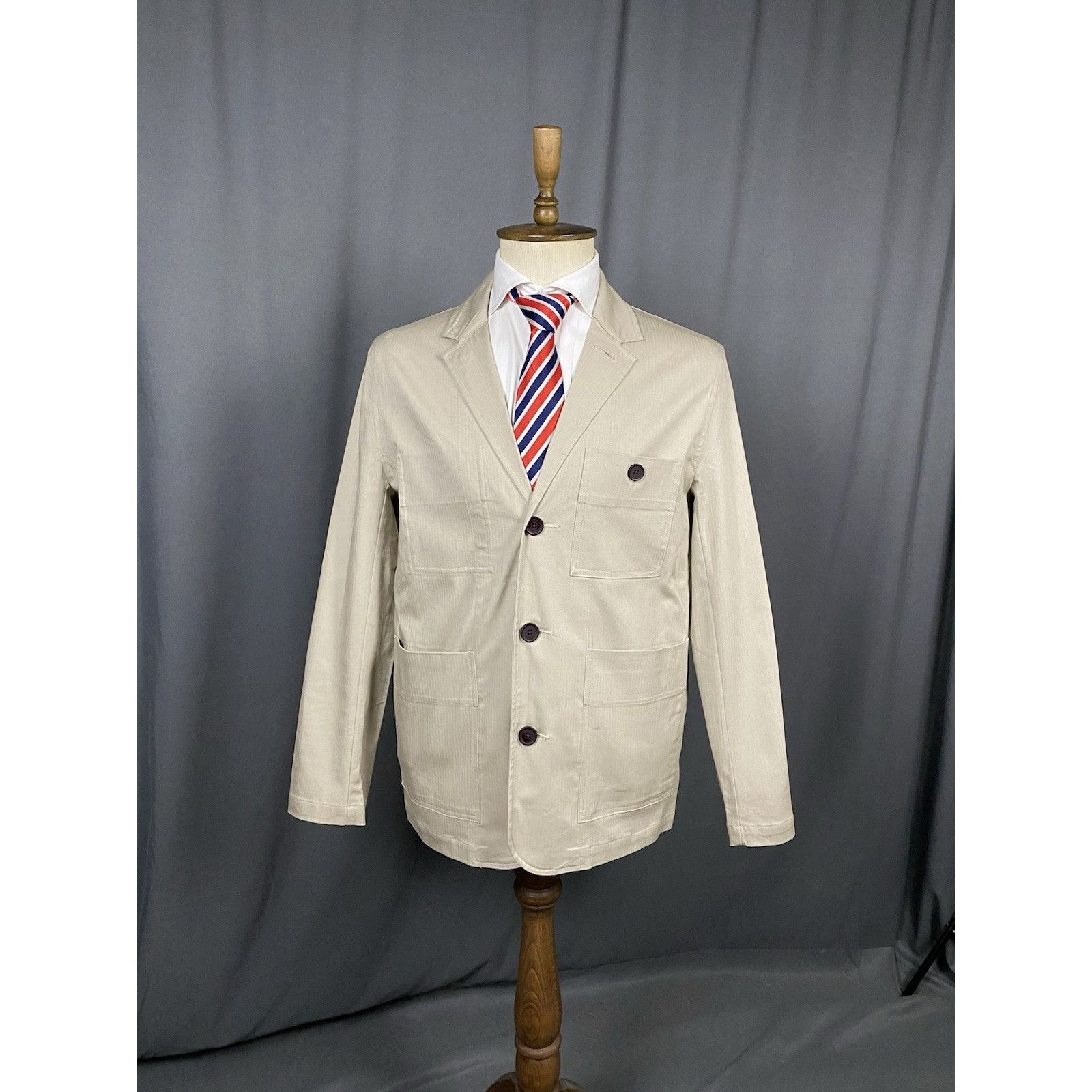 Folk MINT! Folk Men's Beige Multipocket Workwear Blazer Sportcoat Size US M / EU 48-50 / 2 - 2 Thumbnail