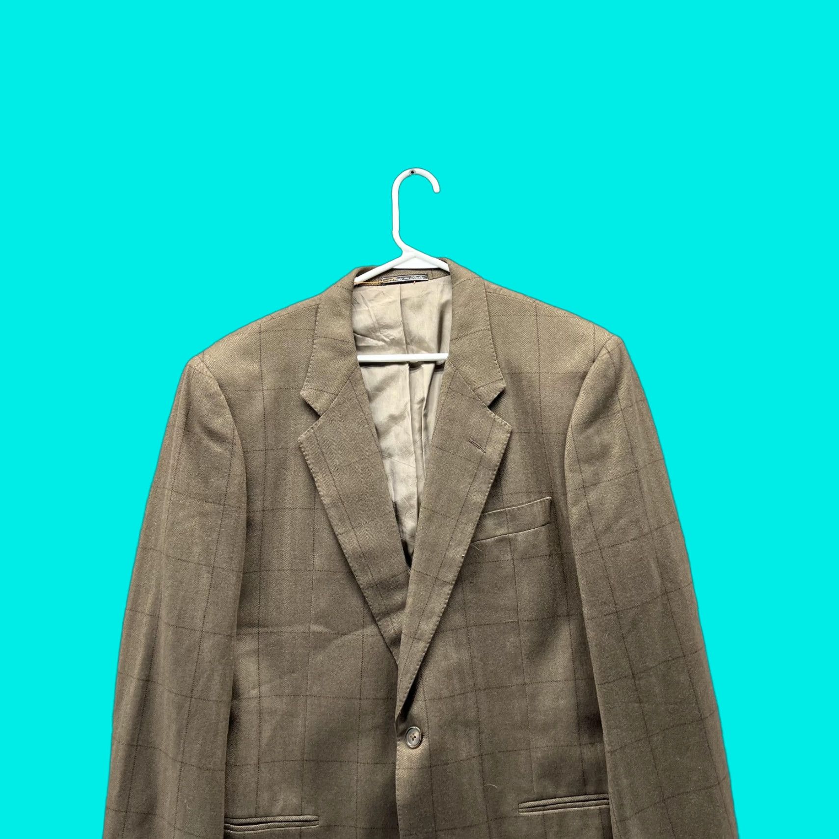 Corneliani Corneliani Blazer Men 42L Brown Cashmere Rayon Glen Check Single-Breasted One-Button Jacket Coat Tailored Blazer Mens Jacket Fashion Suit Casual Size 42R - 1 Thumbnail