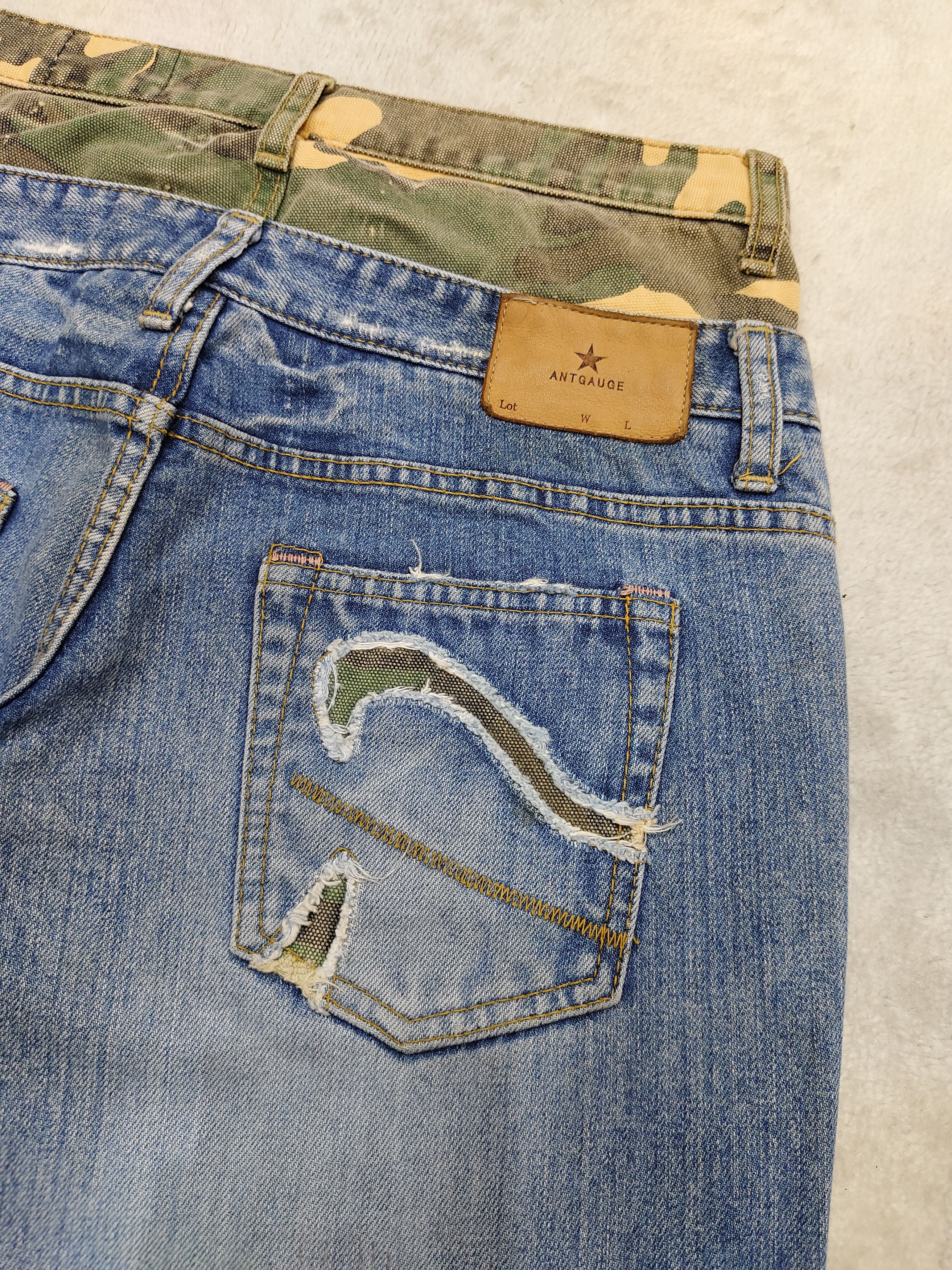 Japanese Brand 🇯🇵Vtg Antgauge🇯🇵Camouflage Pacthwork Ripped Double Waist Size 28" / US 6 / IT 42 - 5 Thumbnail