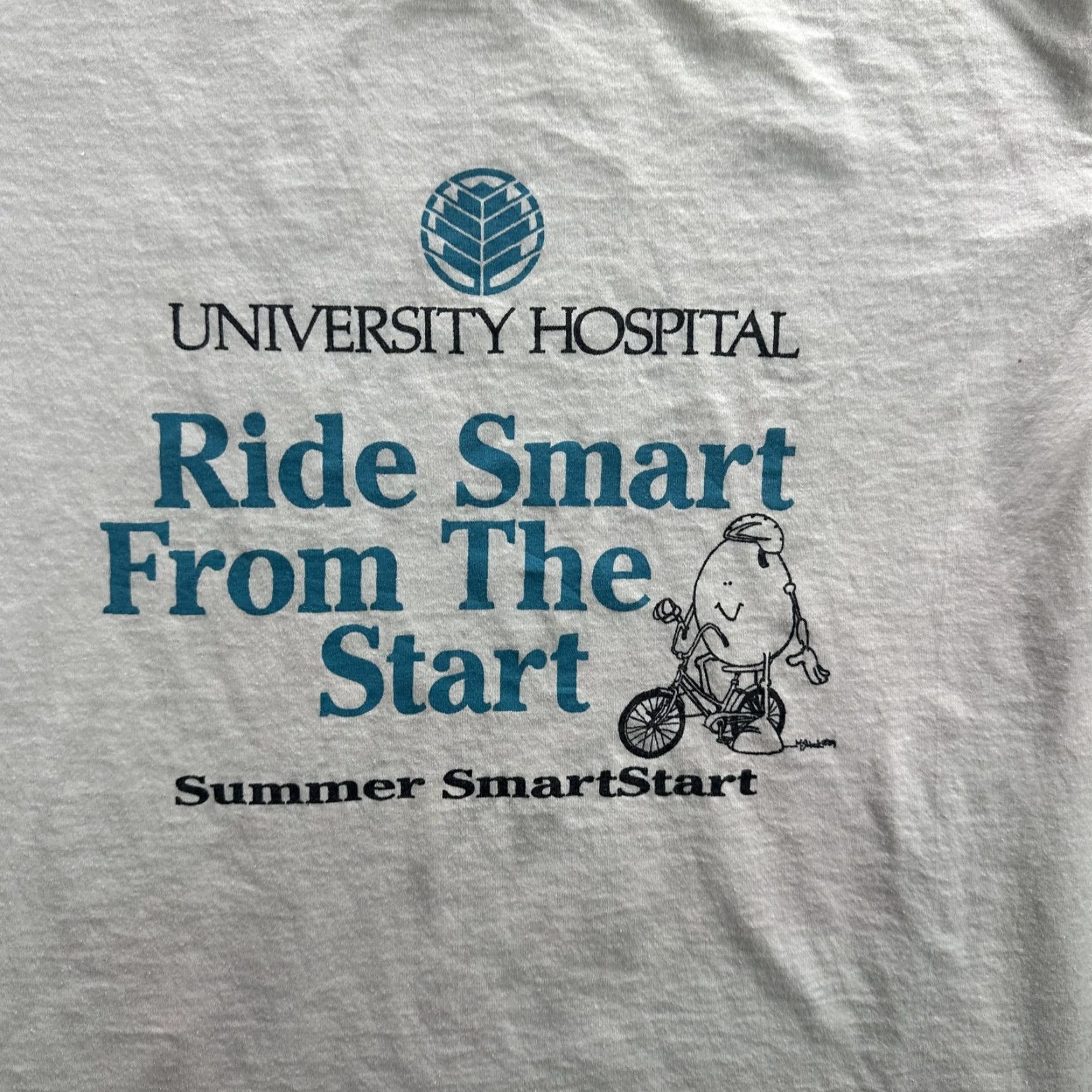 Hanes VINTAGE Hanes University Hospital Shirt Mens L White Short Sleeve Graphic Print 90s Ride Smart Summer SmartStart Size US L / EU 52-54 / 3 - 6 Thumbnail
