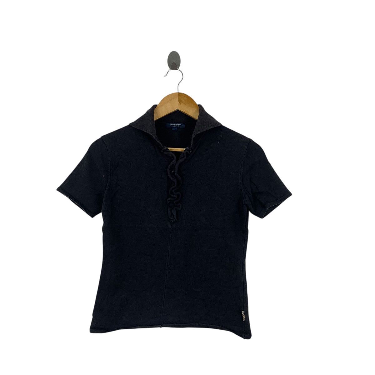 Burberry Vintage BURBERRY LONDON Ruffled Placket Polo Tee Shirt Top Size XS / US 0-2 / IT 36-38 - 3 Thumbnail