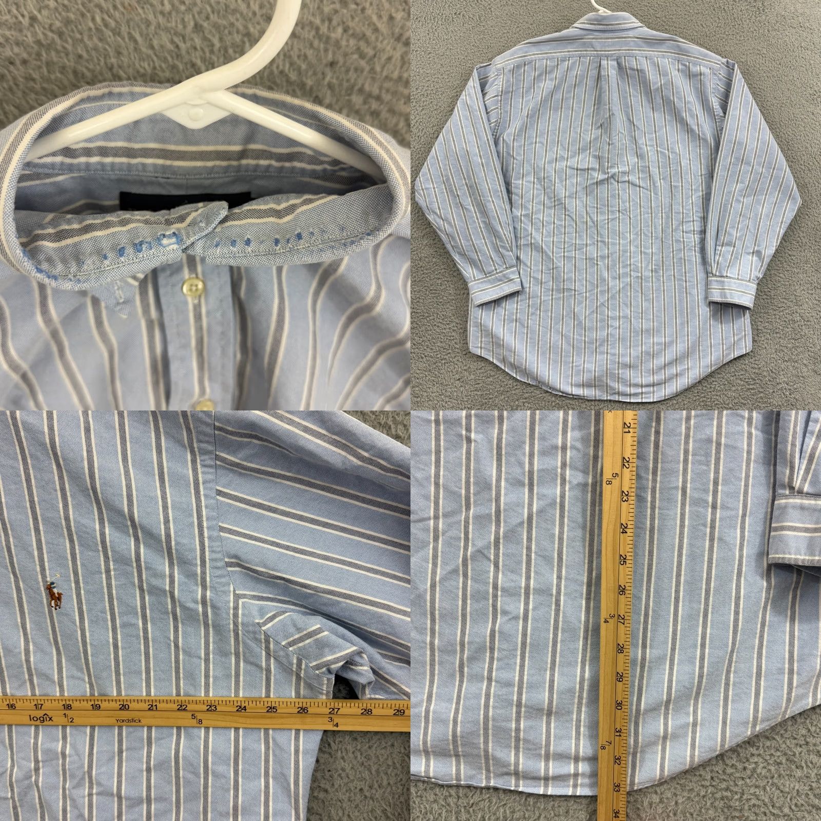 Ralph Lauren Ralph Lauren Yarmouth Shirt Men XL Blue Oxford Stripe Long Sleeve Button Pony Dress Vintage Mens Size US XL / EU 56 / 4 - 8 Thumbnail