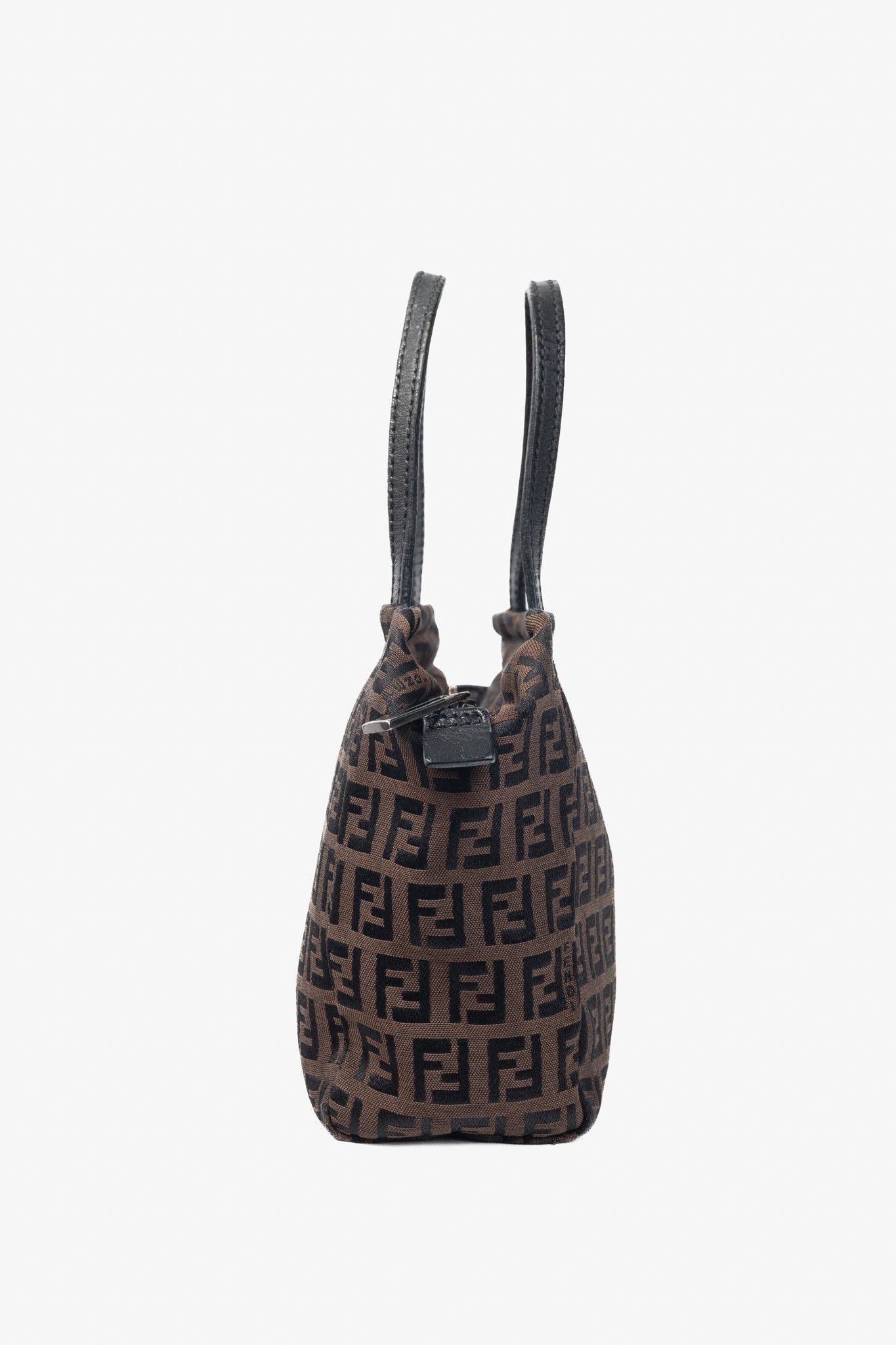 Fendi Fendi Brown Zucchino Canvas Leather-Trim Mini Tote Size ONE SIZE - 3 Thumbnail