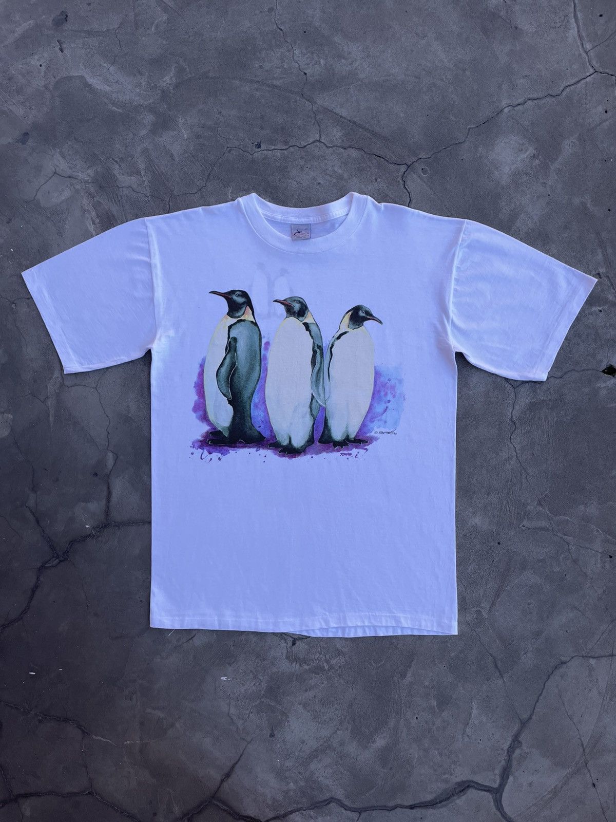 Vintage Harlequin: 1990 Single Stitched T-Shirt w/ Five Penguins Size US XL / EU 56 / 4 - 1 Thumbnail
