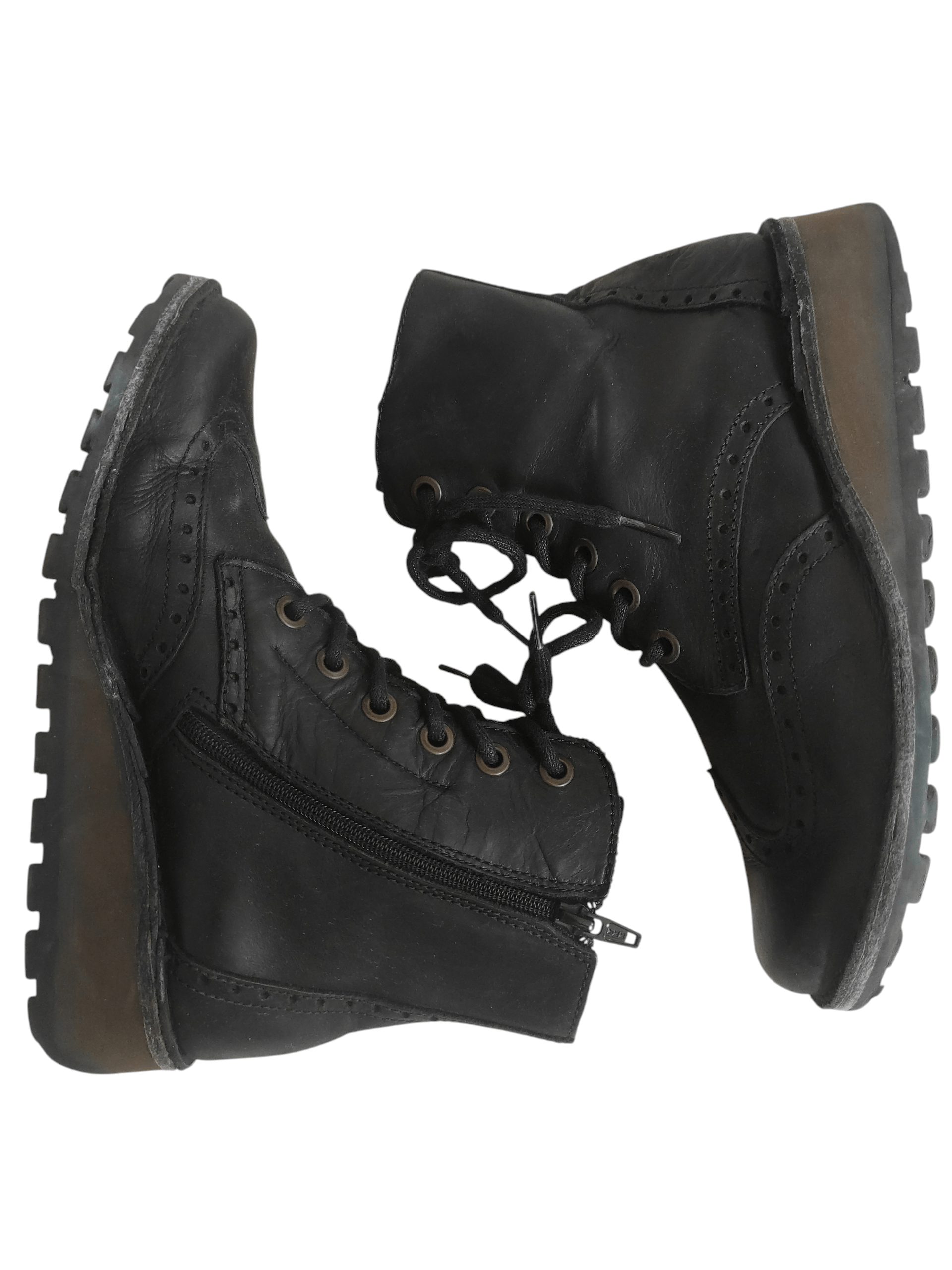 Fly London FLY LONDON Leather Brogue Low-wedge Lace-up ankle Boots Size US 9 / IT 39 - 1 Thumbnail