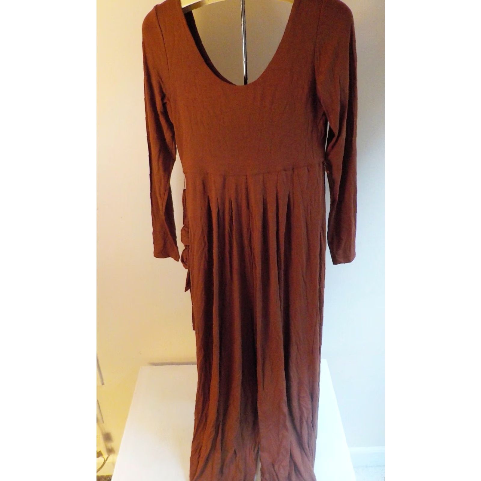 Vintage PEA IN THE POD Maternity Jumpsuit Long Sleeved Belted Knit Burnt Orange XS? MED-N Size M / US 6-8 / IT 42-44 - 5 Thumbnail