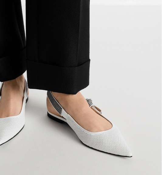 Dior o1w1db10426 KCF009 Toujours Slingback Flats in White Size US 7 / IT 37 - 6 Thumbnail