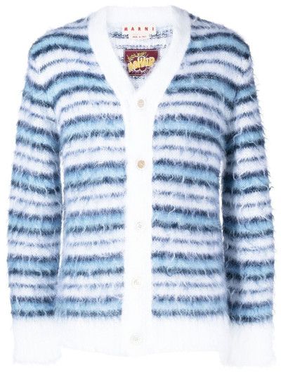 Marni o1mle1025 Striped Mohair Cardigan in Multicolor Size US L / EU 52-54 / 3 - 1 Thumbnail