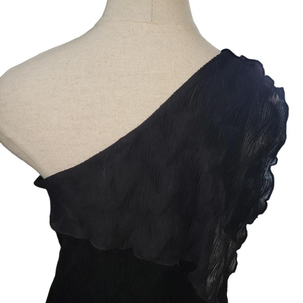 Designer CT512 Marianne Black Asymmetrical Faux Lace Dress S Size S / US 4 / IT 40 - 6 Thumbnail