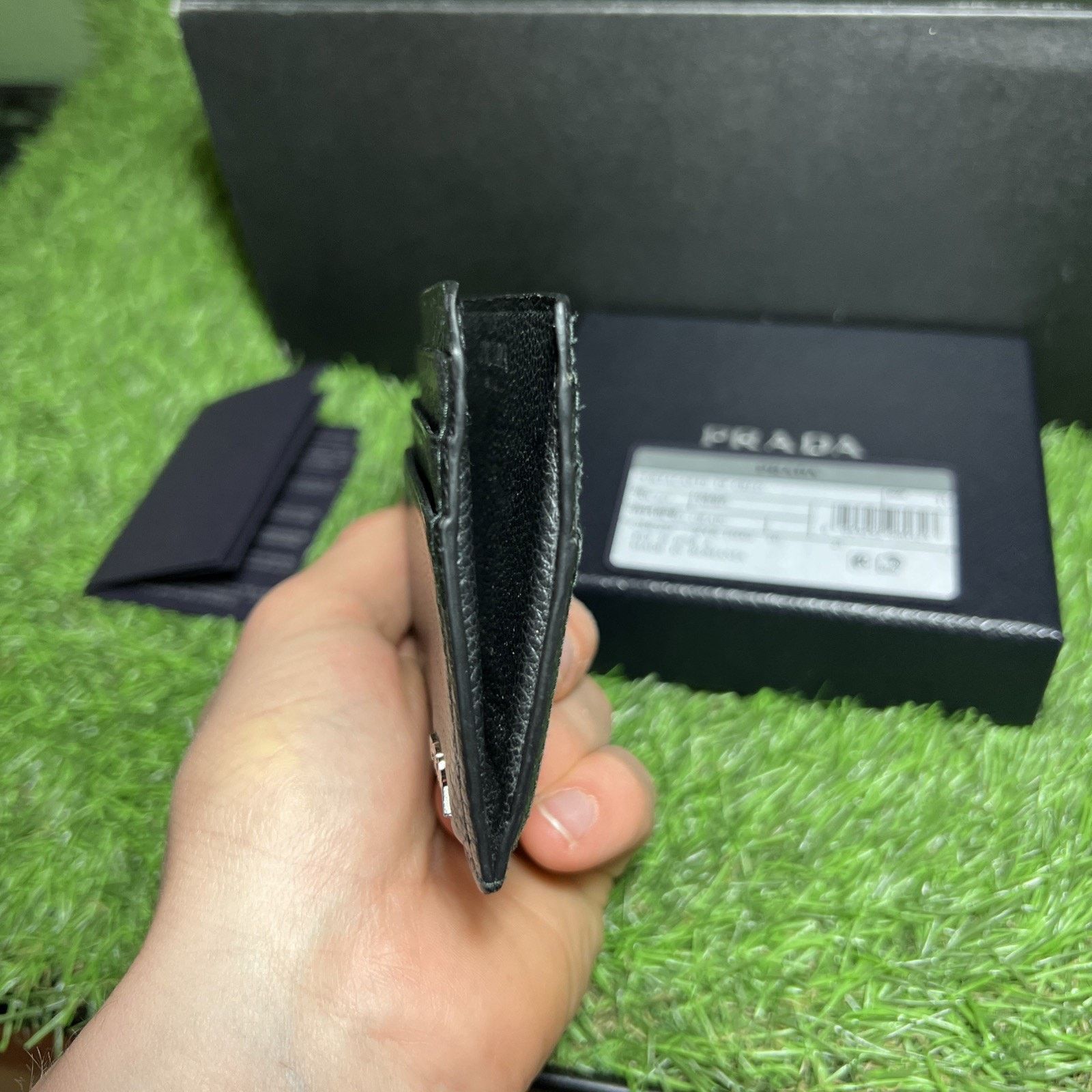 Prada Prada Vitello Micro Grain Leather Black Card Holder Wallet Size ONE SIZE - 5 Thumbnail
