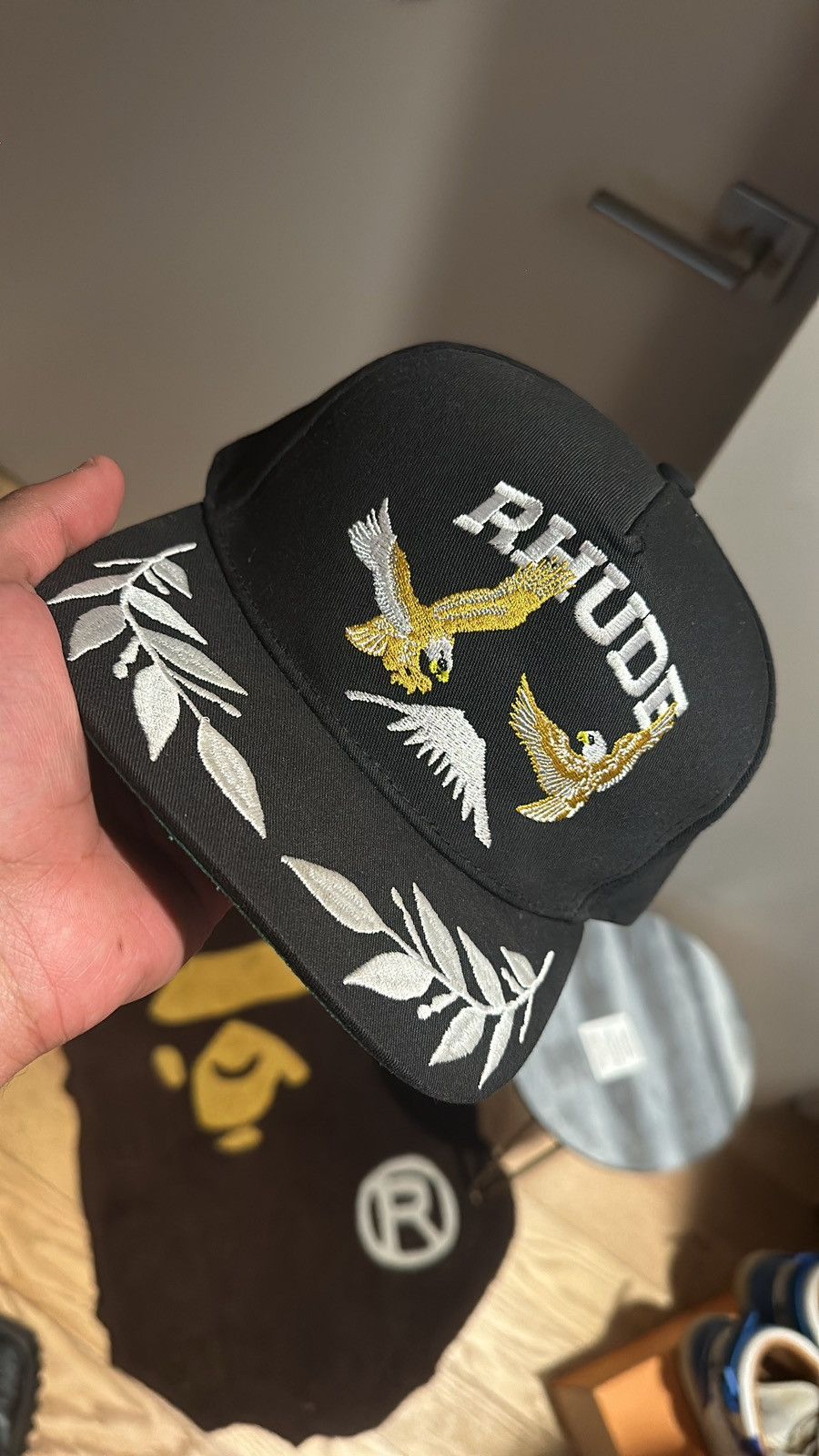 image of Rhude Black Eagle Souvenir Cap, Men's