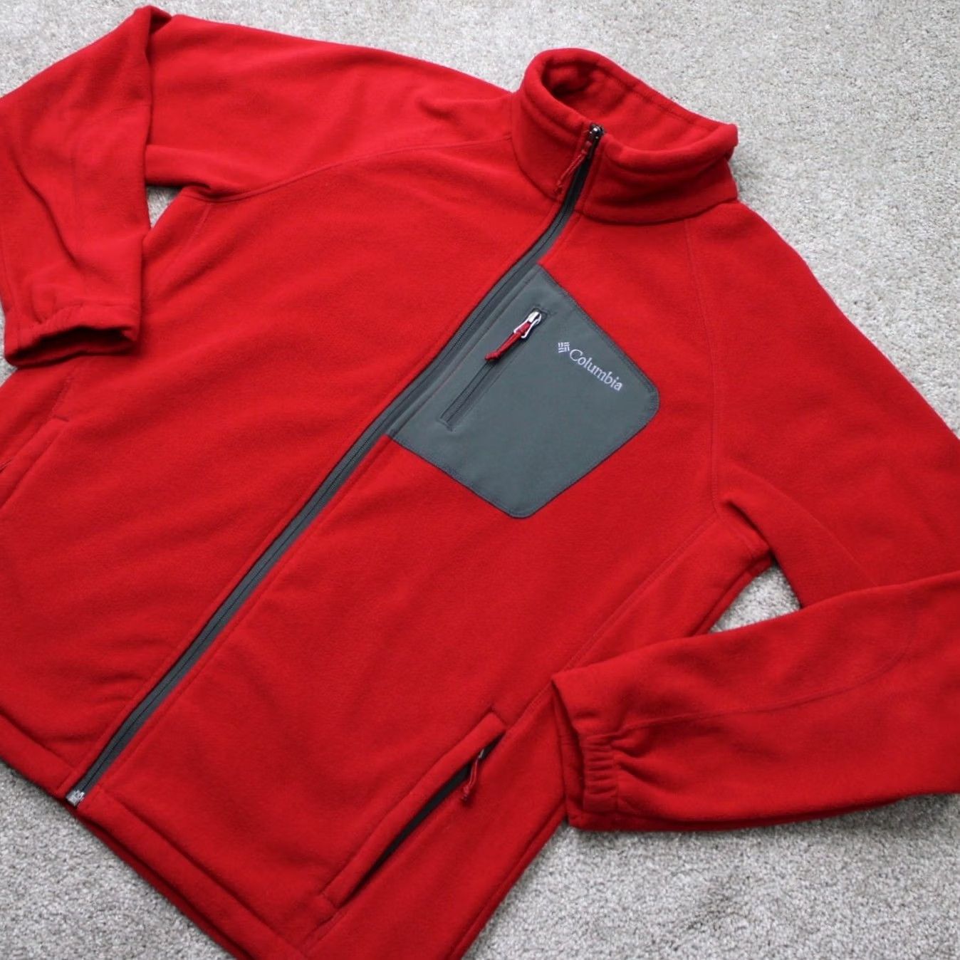 Vintage Columbia Sweatshirt Men Medium Red Full Zip Fleece Polyester L/S Outdoor Sweater Size US M / EU 48-50 / 2 - 3 Thumbnail