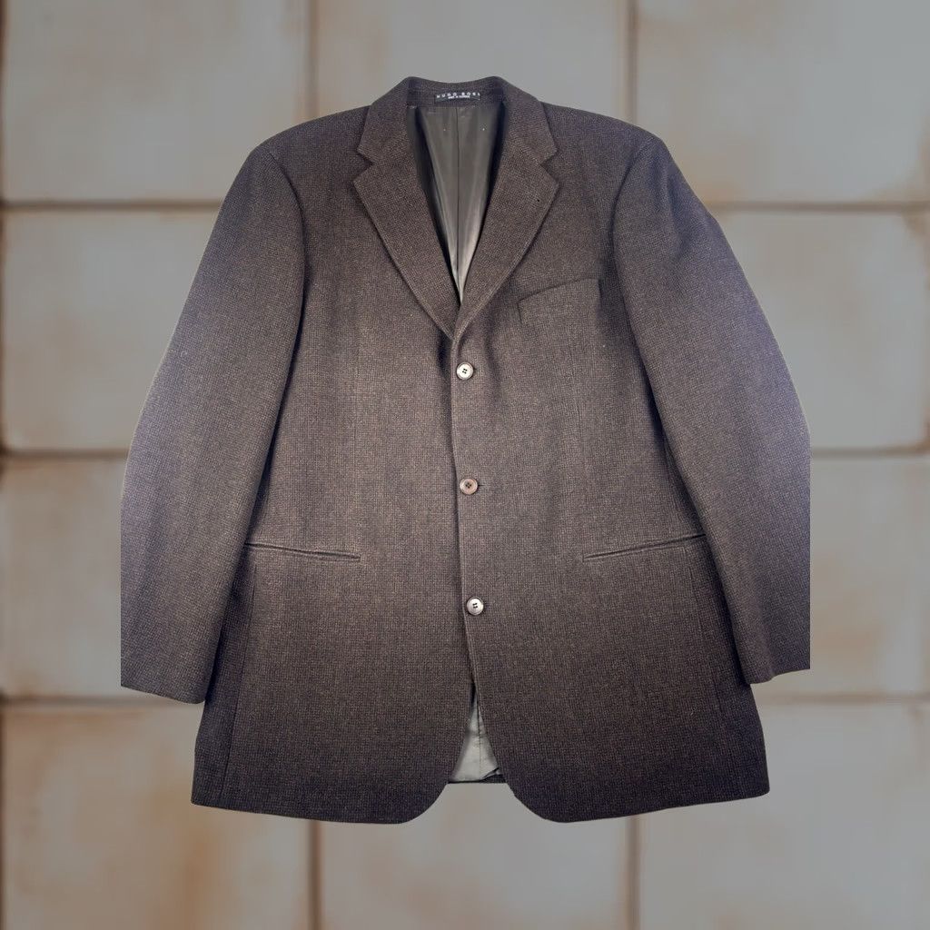 Hugo Boss VINTAGE Hugo Boss Loro Piana Blazer Mens 46L Long Brown Wool 3 Button Sport Coat Dry Clean Only Size 46R - 1 Thumbnail
