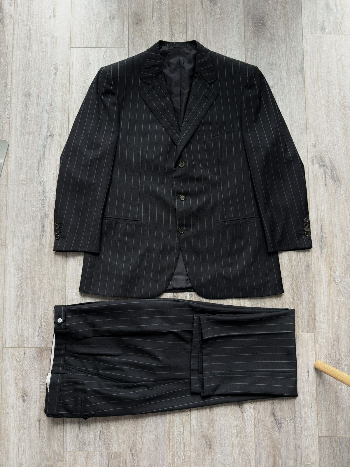 Brioni Brioni Dark Charcoal Grey Pinstripe 3 Piece Suit Wool 44R Size 44R - 11 Thumbnail