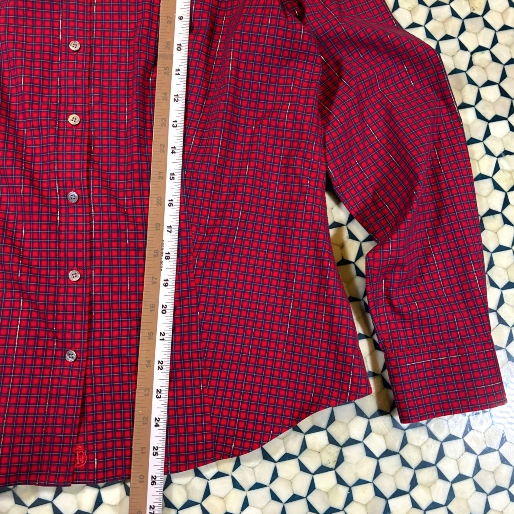 Talbots Talbots Red Plaid Button Down Shirt Women's 10 Wrinkle Resistant Metallic Size L / US 10 / IT 46 - 8 Thumbnail