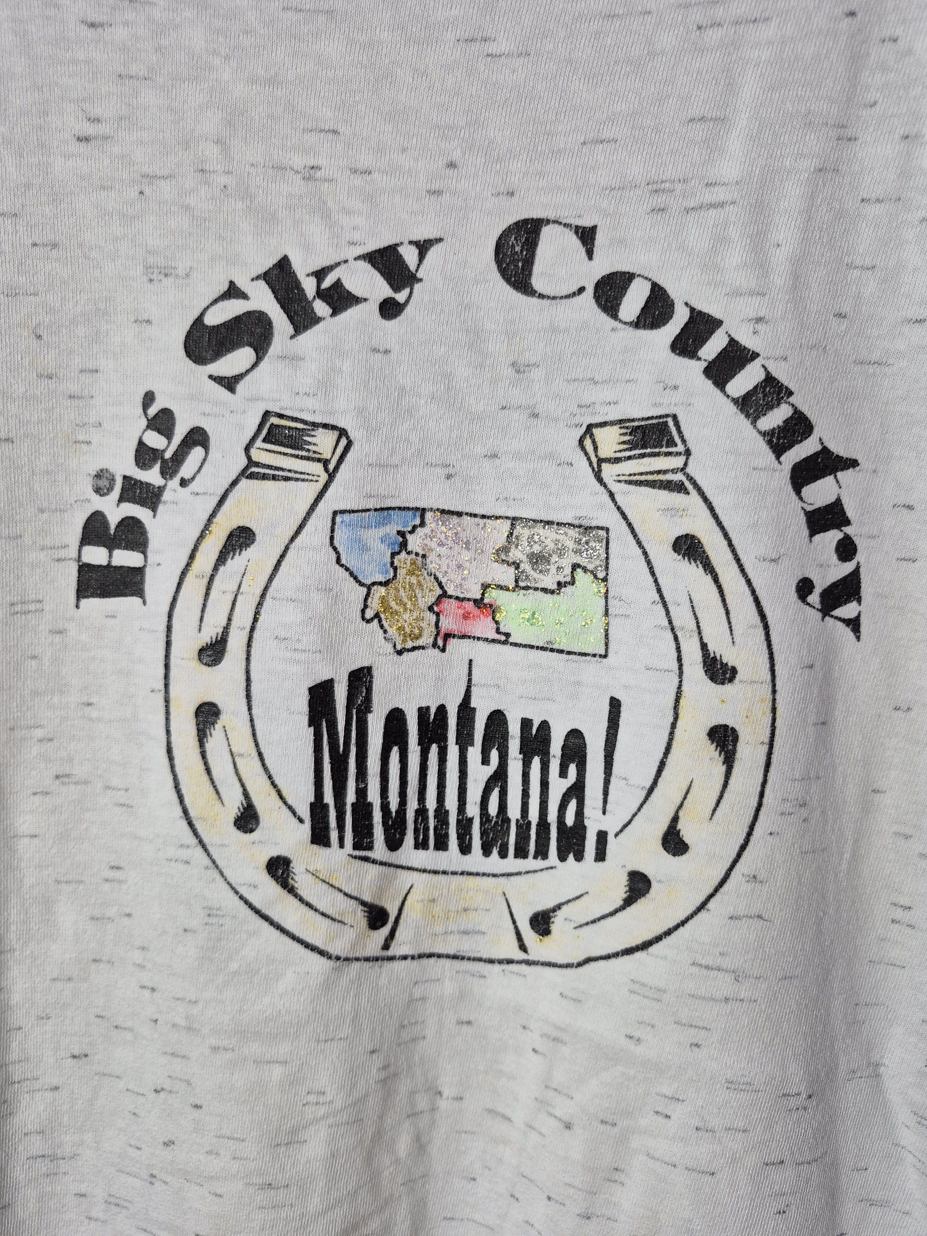 Vintage 🔥 Vintage 90s Oneita Montana Big Sky Country Tee Size US L / EU 52-54 / 3 - 3 Thumbnail