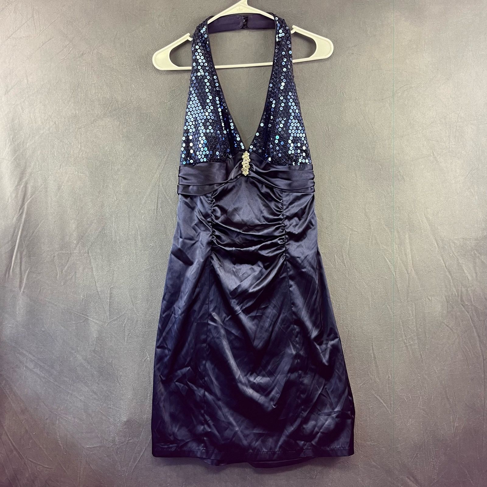 Other Size 13/14 Roberta Sequin Halter Dress Satin Formal Prom Size XL / US 12-14 / IT 48-50 - 1 Thumbnail
