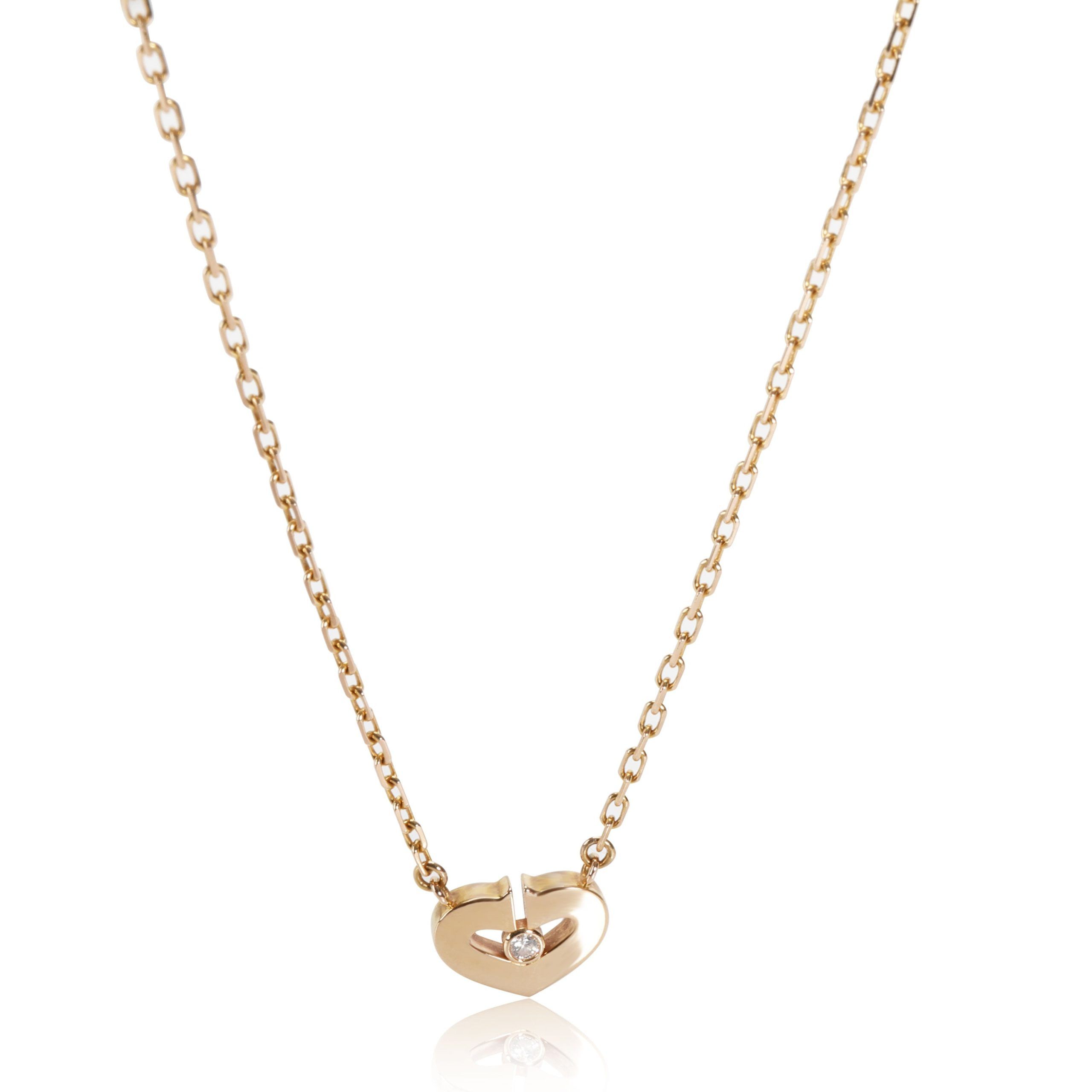 image of Cartier Hearts & Symbols Diamond Necklace In 18K Pink Gold 0.01 Ctw, Women's